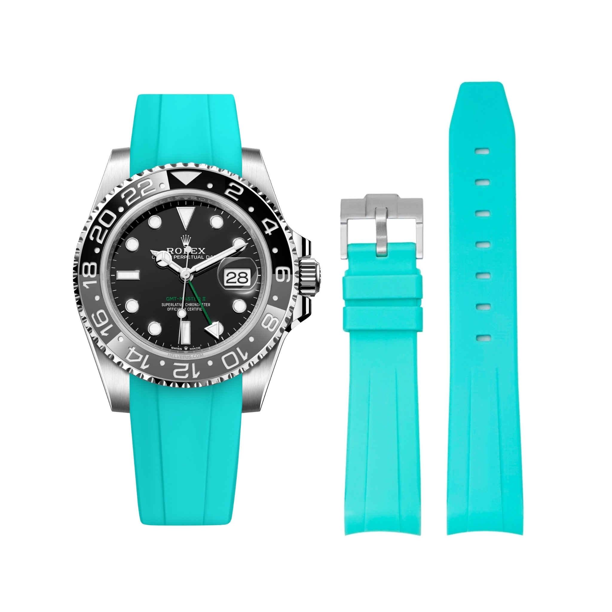 Rubber Strap For Rolex GMT Master II Turquoise