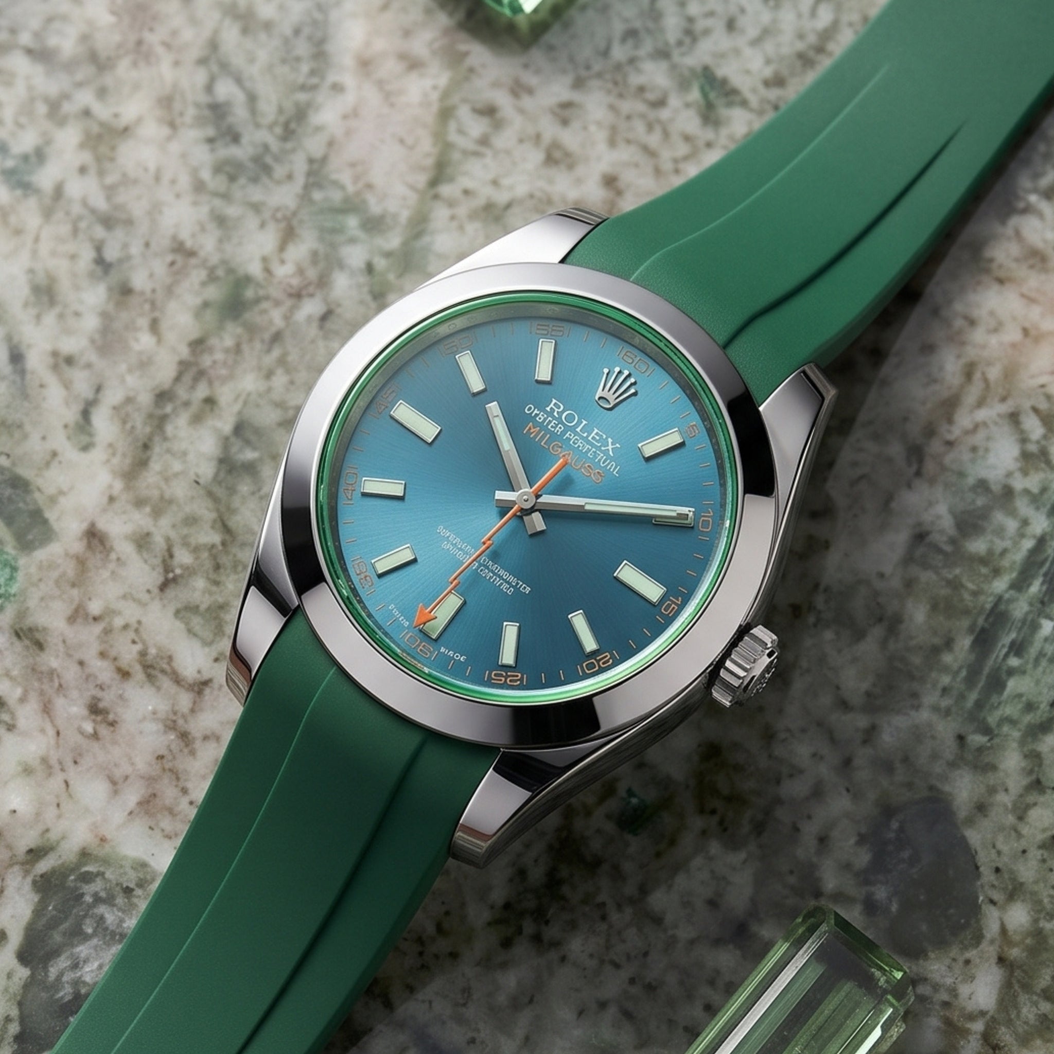 Rubber Strap - For Rolex Milgauss - Green - Helvetus