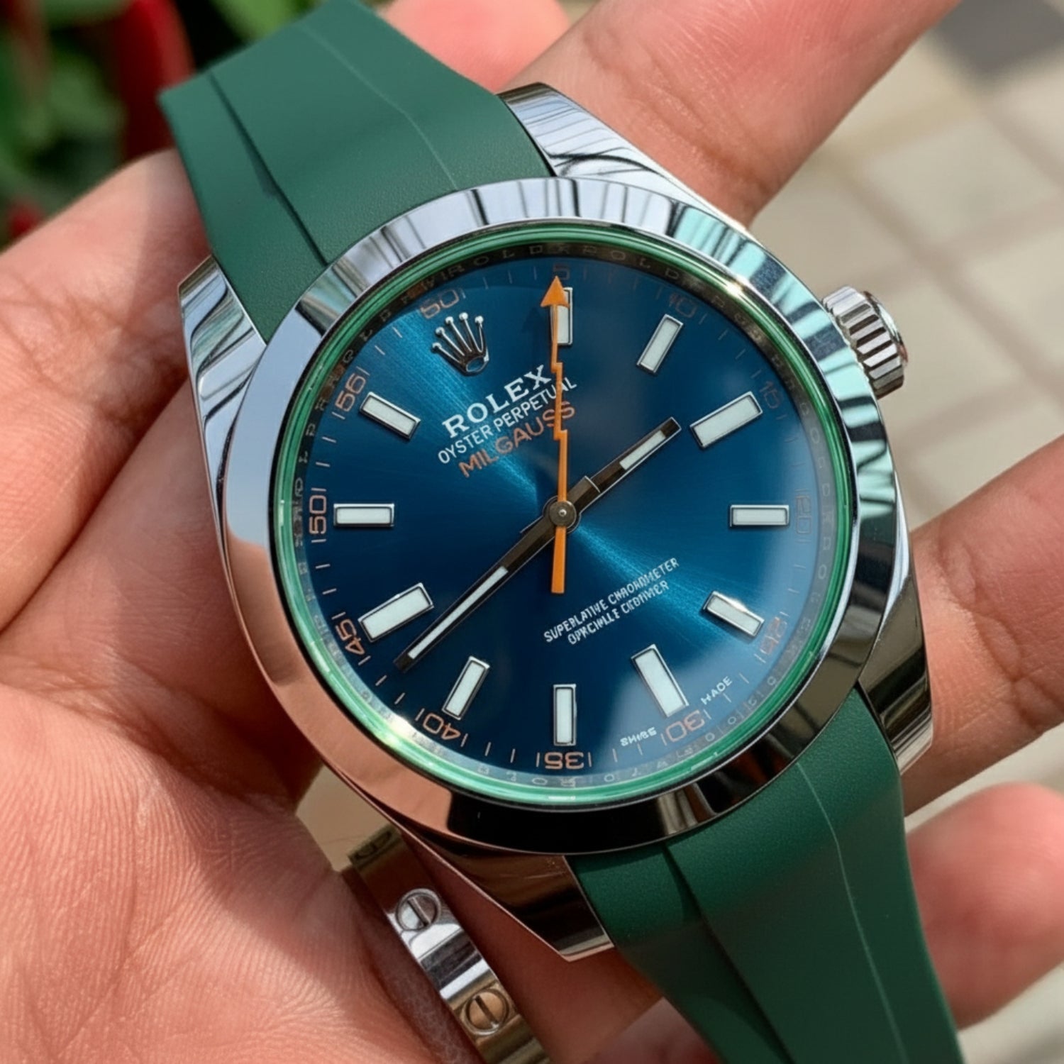 Rolex Milgauss Rubber Strap in Green - Helvetus® Swiss Straps