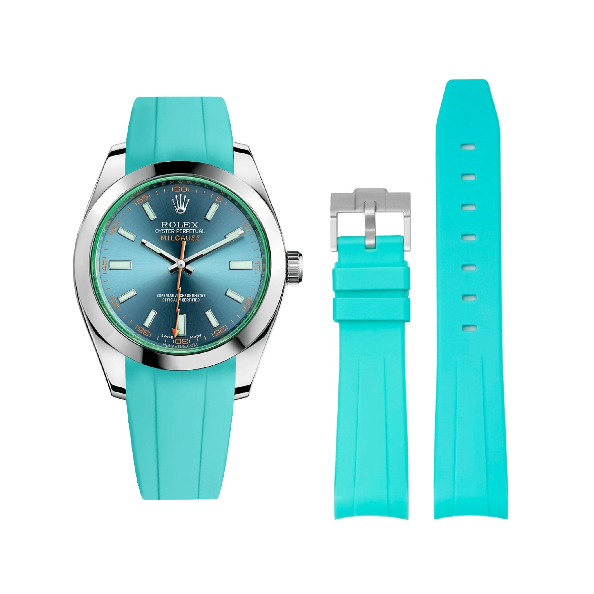 Rubber Strap - For Rolex Milgauss - Turquoise - Helvetus