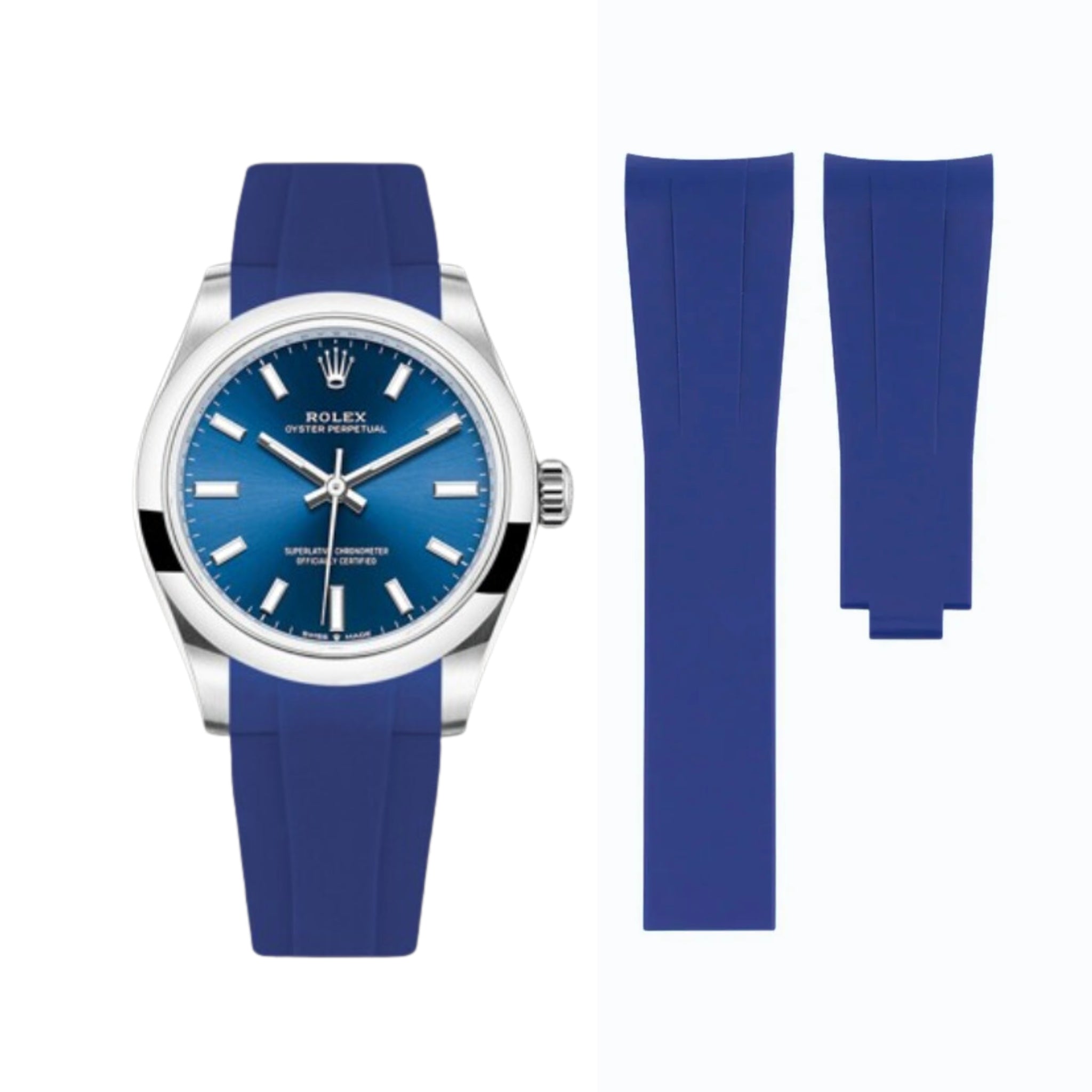 Rubber Strap - For Rolex Oyster Perpetual 31 - Navy Blue - Helvetus