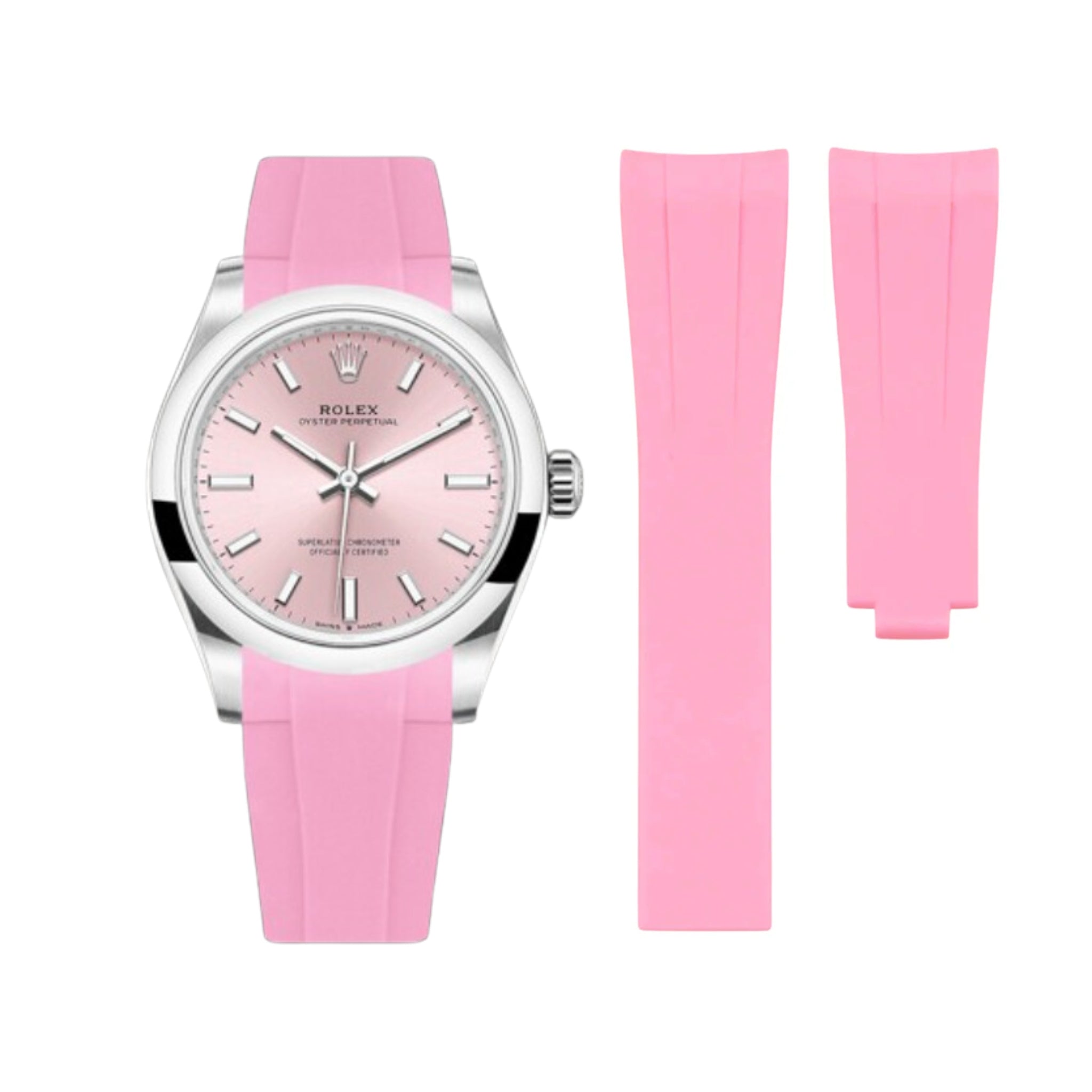 Rubber Strap - For Rolex Oyster Perpetual 31 - Pink - Helvetus