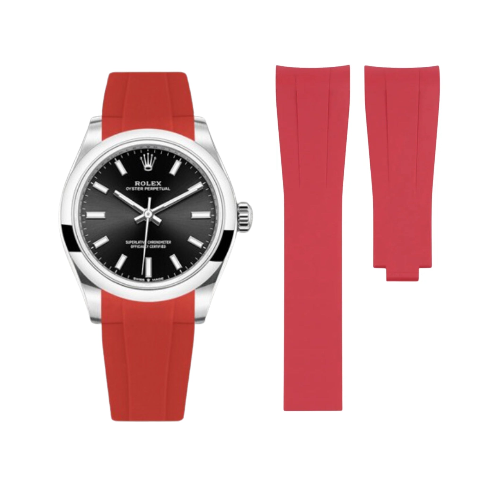 Rubber Strap - For Rolex Oyster Perpetual 31 - Red - Helvetus