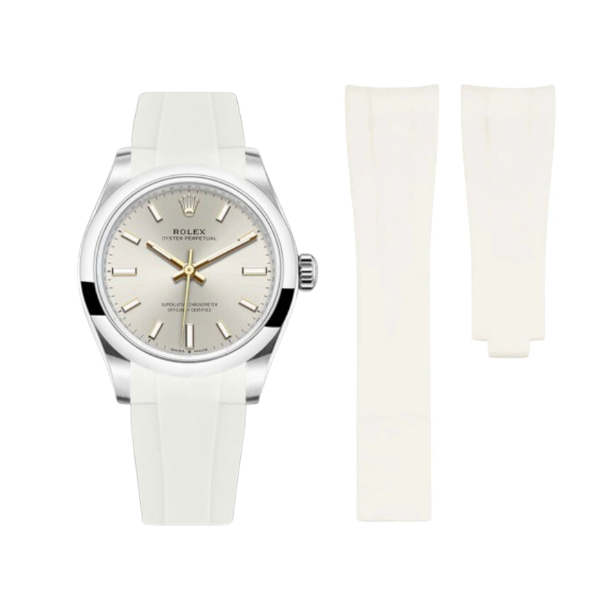 Rubber Strap - For Rolex Oyster Perpetual 31 - White - Helvetus