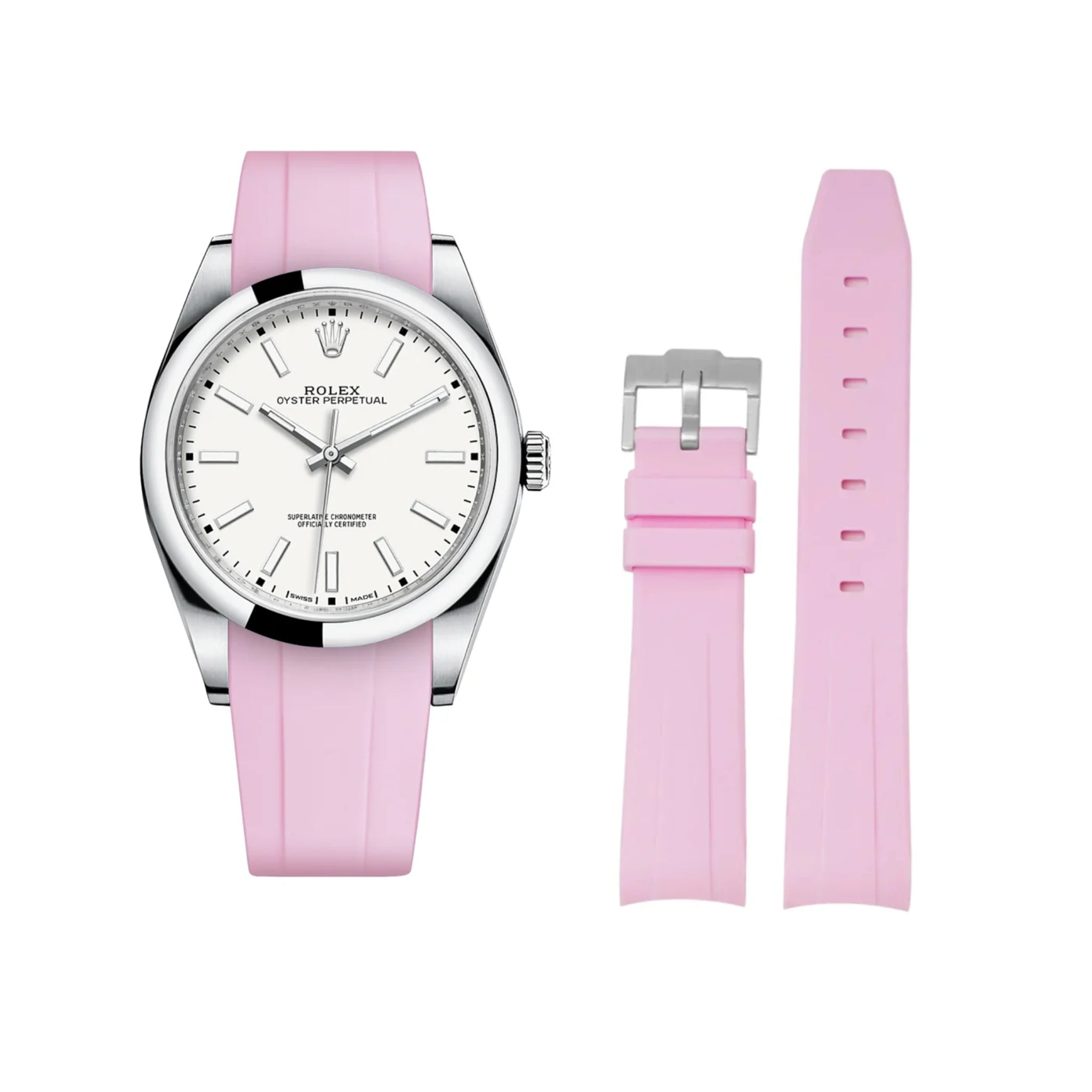 Rubber Strap - For Rolex Oyster Perpetual 39mm - Pink - Helvetus