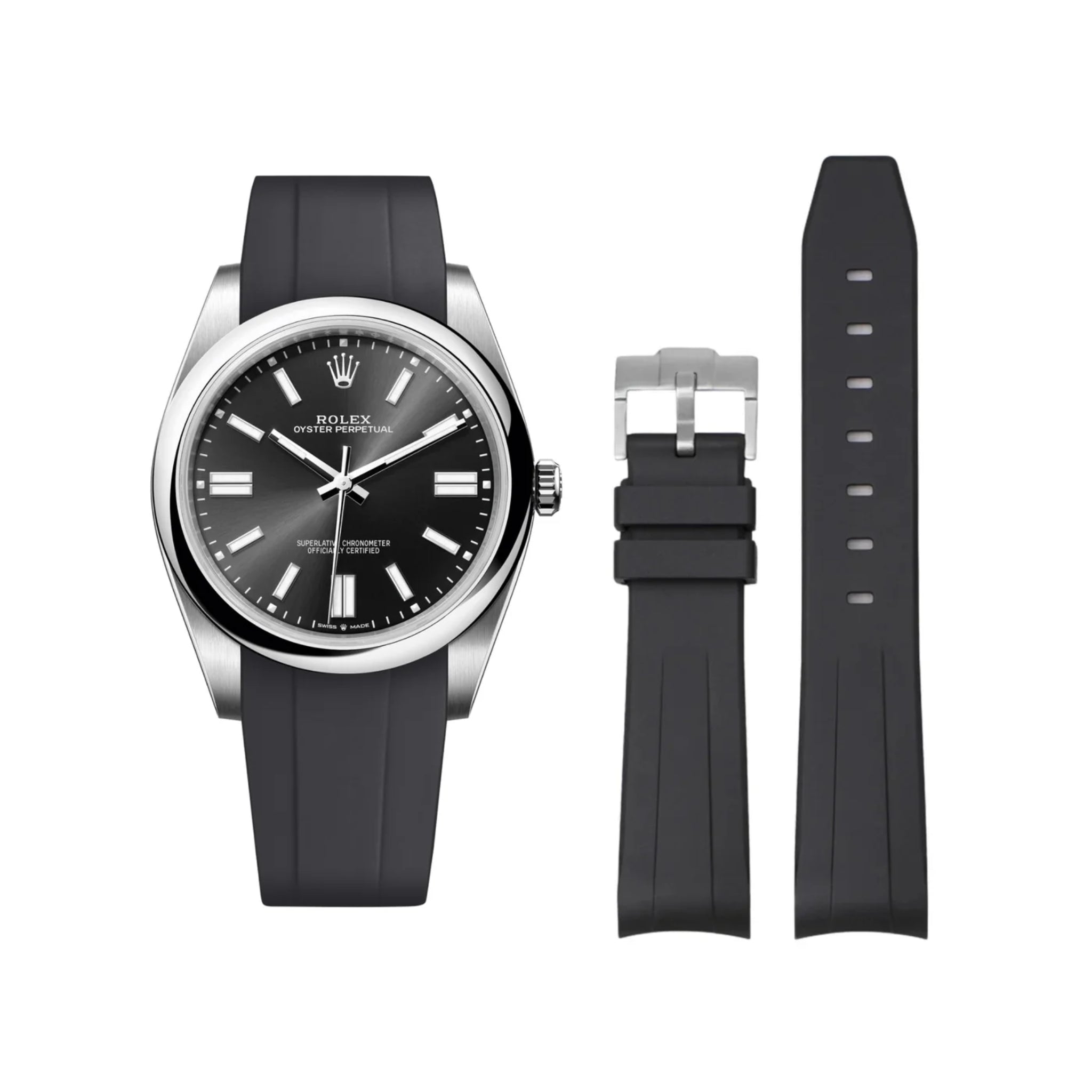 Rolex Oyster Perpetual 41mm Rubber Strap in Black Helvetus