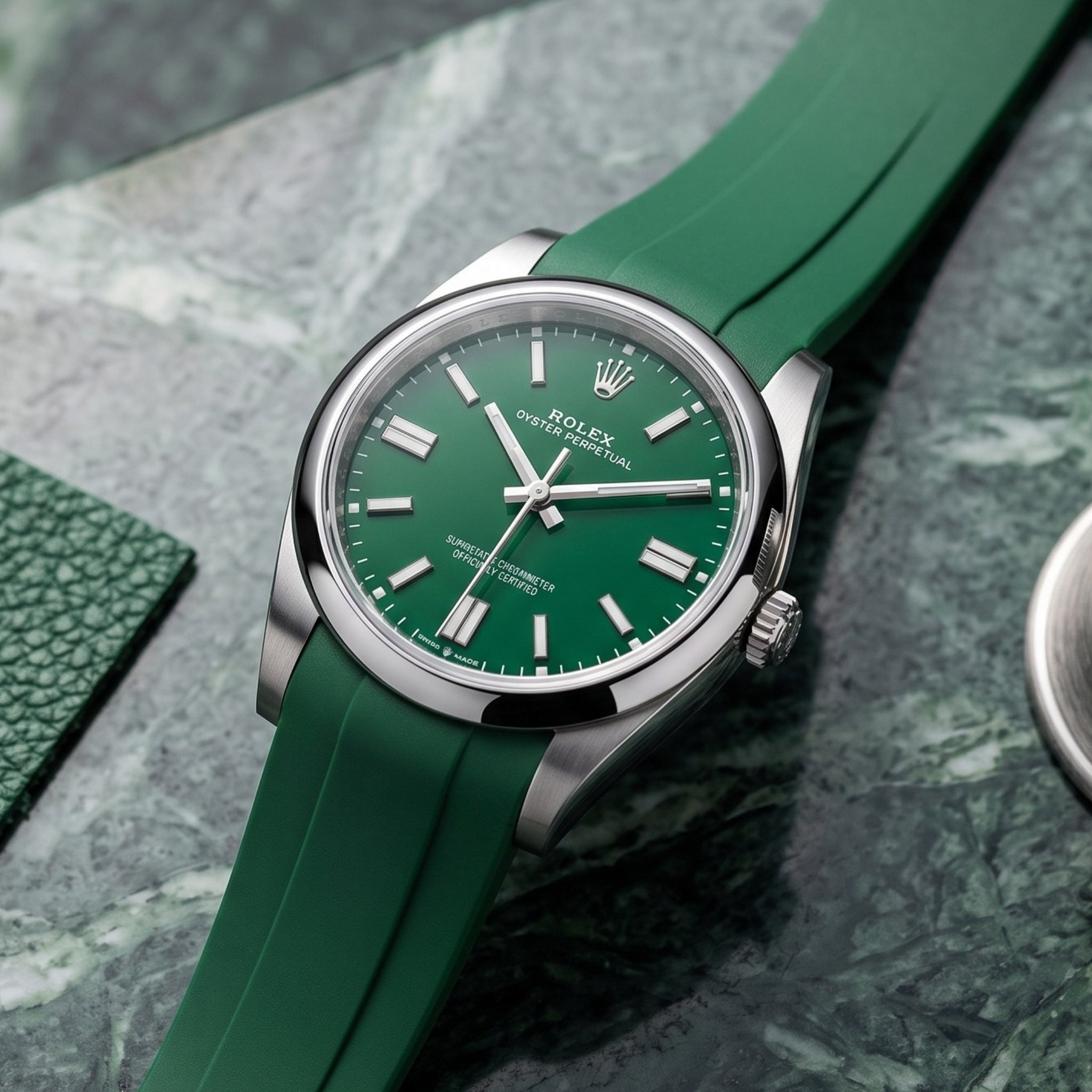 Rubber Strap - For Rolex Oyster Perpetual 41mm - Green - Helvetus