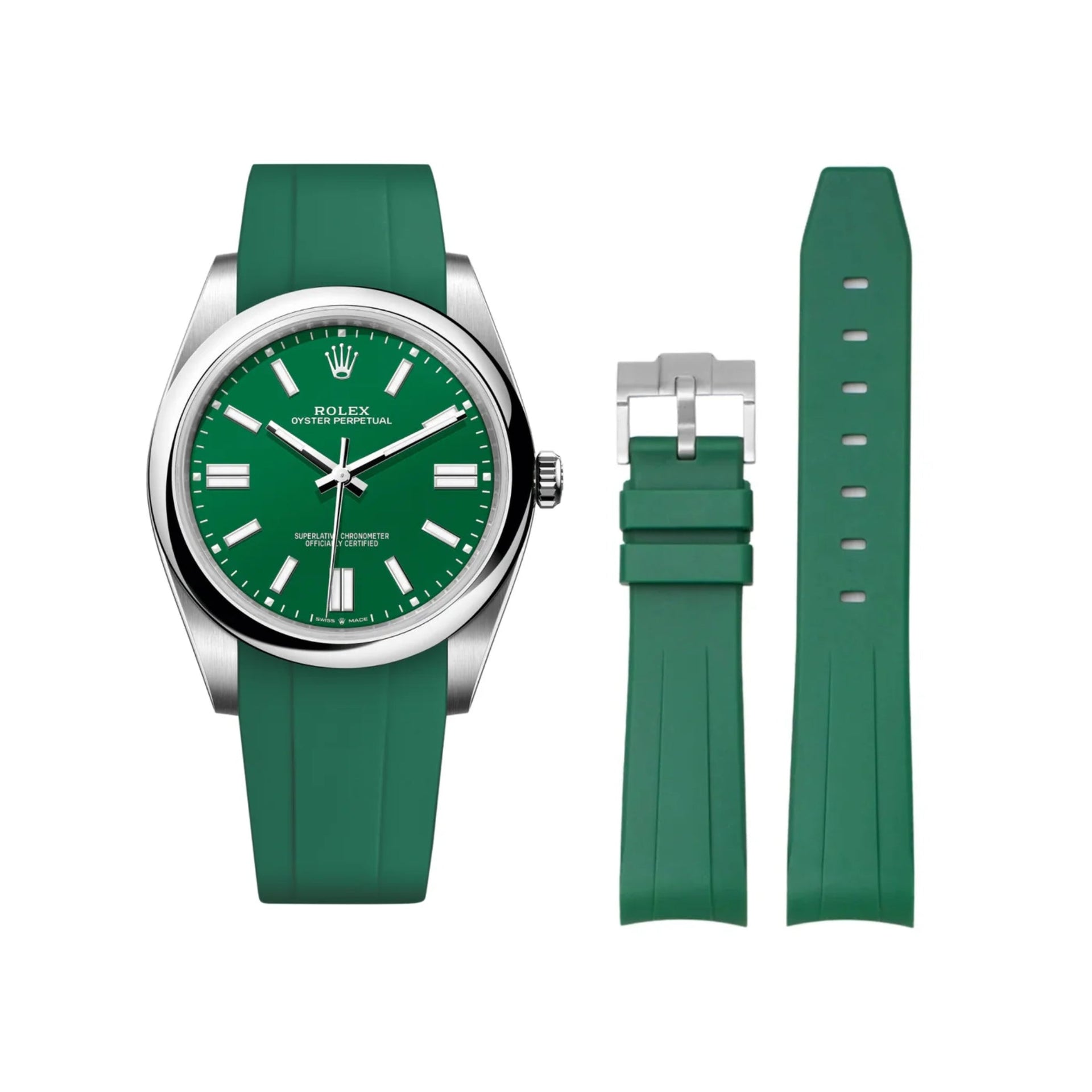 Rolex Oyster Perpetual 41mm Rubber Strap in Green Helvetus
