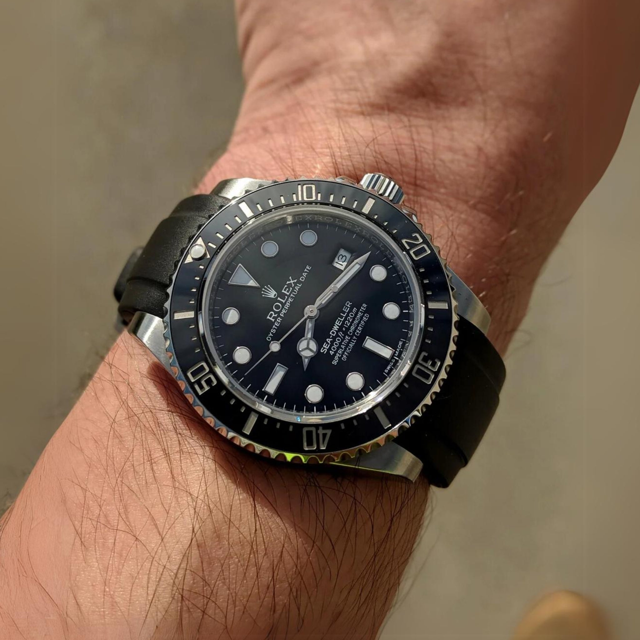 Rubber Strap - For Rolex Sea - Dweller - Black - Helvetus