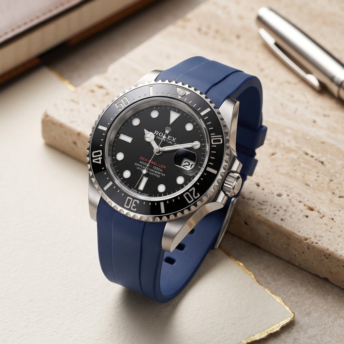 Rubber Strap - For Rolex Sea-Dweller - Navy Blue - Helvetus