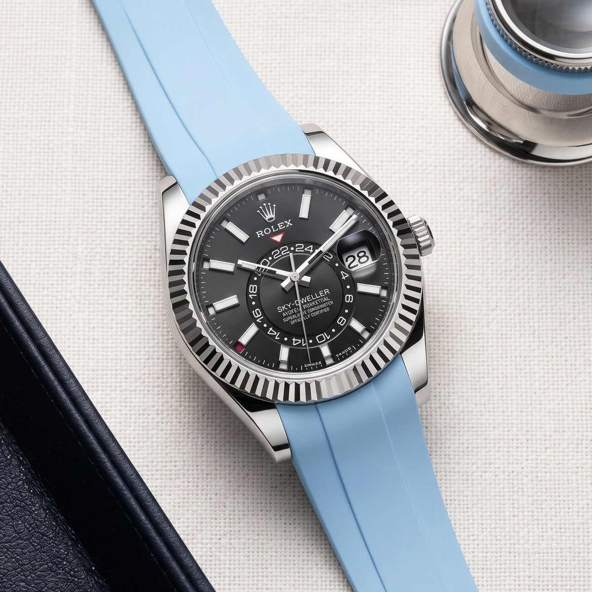 Rubber Strap - For Rolex Sky-Dweller - Baby Blue - Helvetus