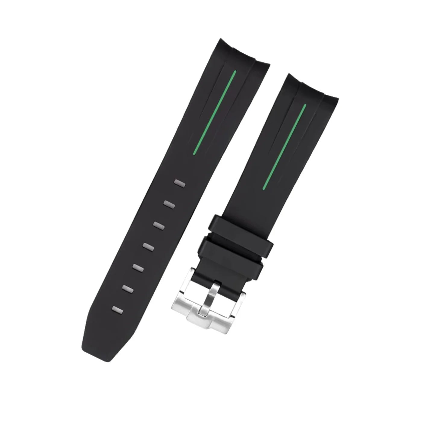 Rubber Strap - For Rolex Sky - Dweller - Black w/Green Line | LuxLine® - Helvetus