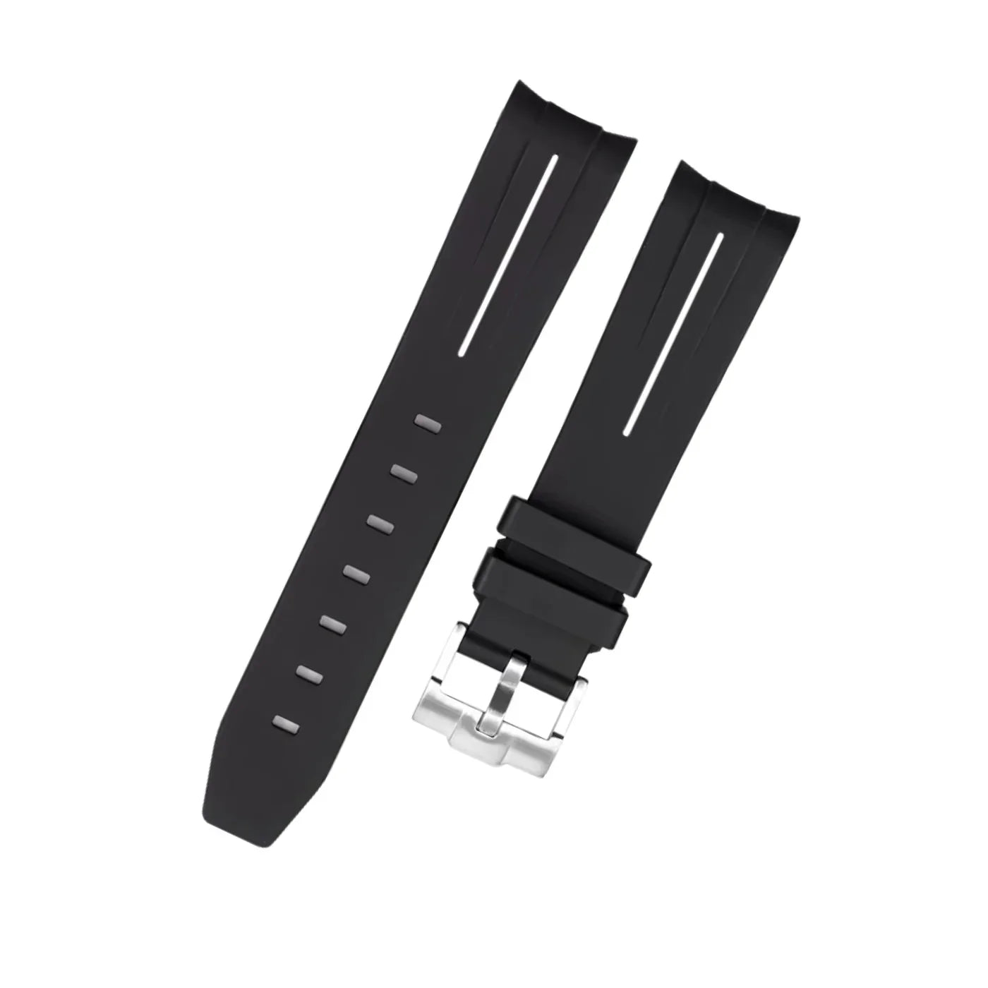 Rubber Strap - For Rolex Sky - Dweller - Black w/White Line | LuxLine® - Helvetus