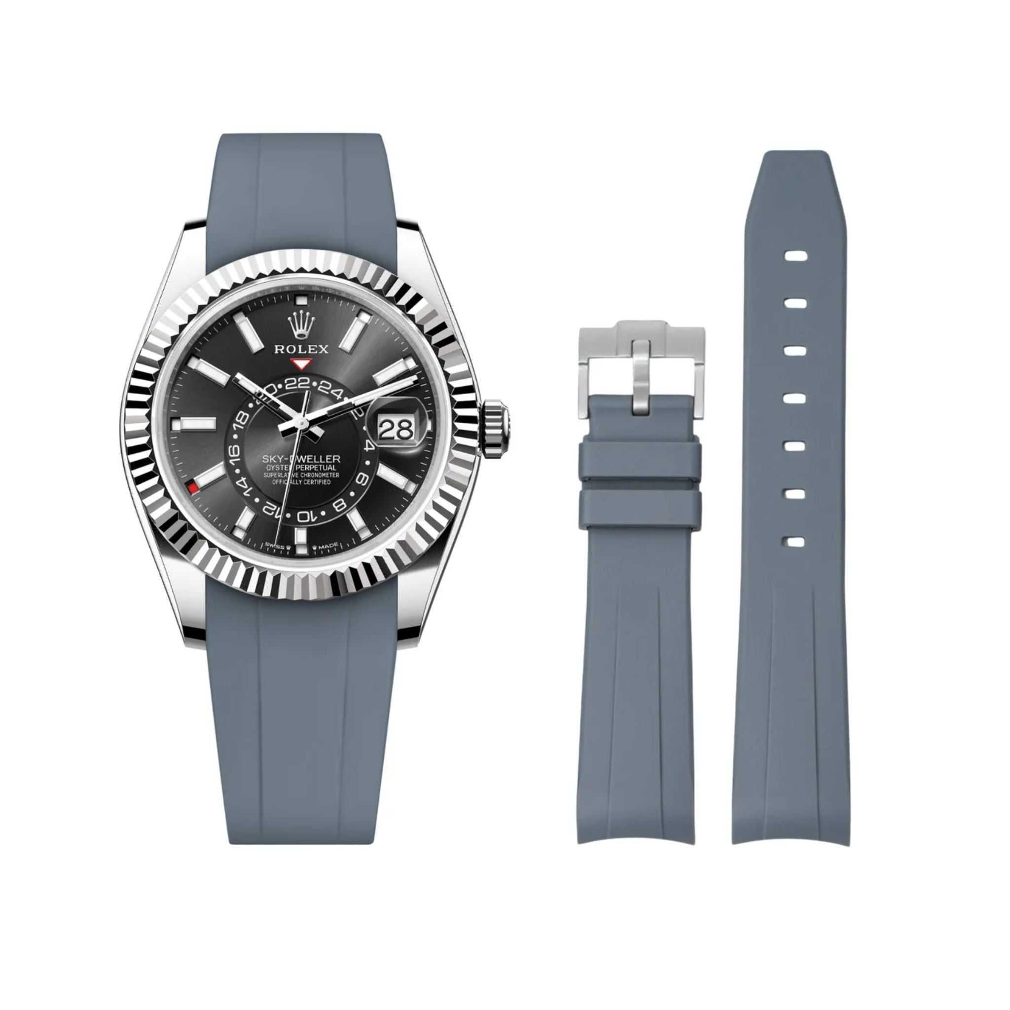 Rubber Strap - For Rolex Sky - Dweller - Grey - Helvetus