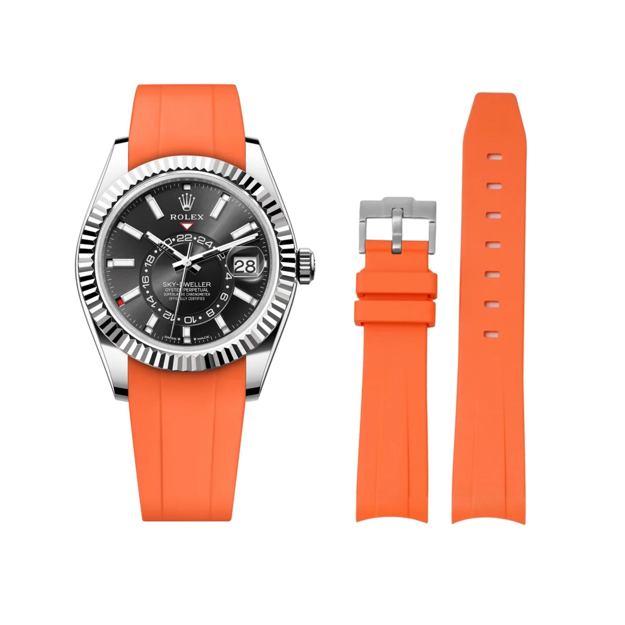 Rubber Strap - For Rolex Sky - Dweller - Orange - Helvetus