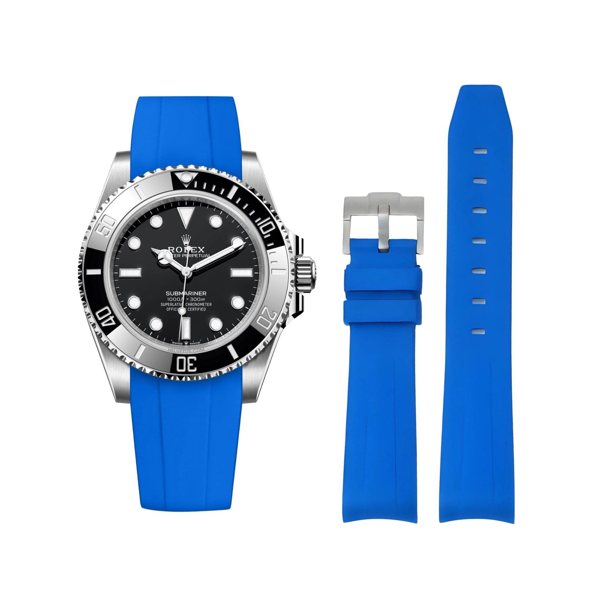 Rubber Strap - For Rolex Submariner - Blue - Helvetus