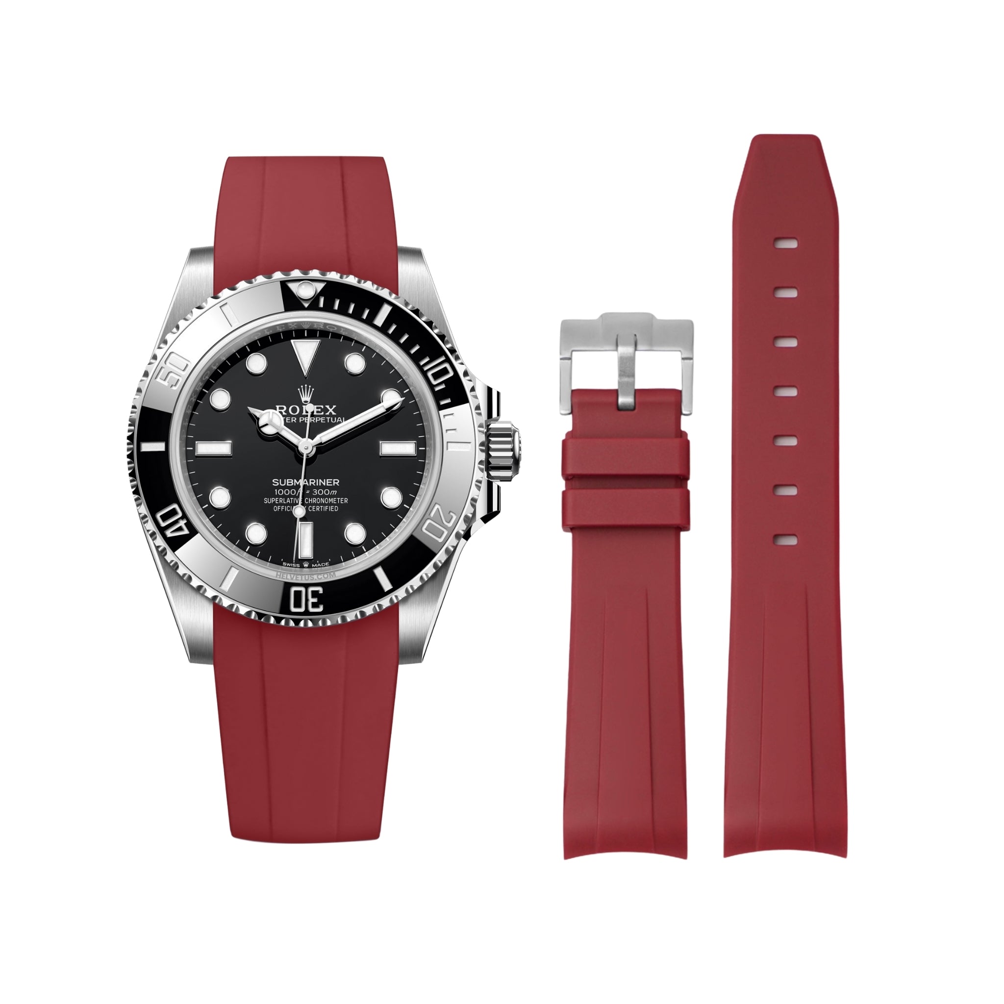 Rubber Strap - For Rolex Submariner - Bordeaux - Helvetus