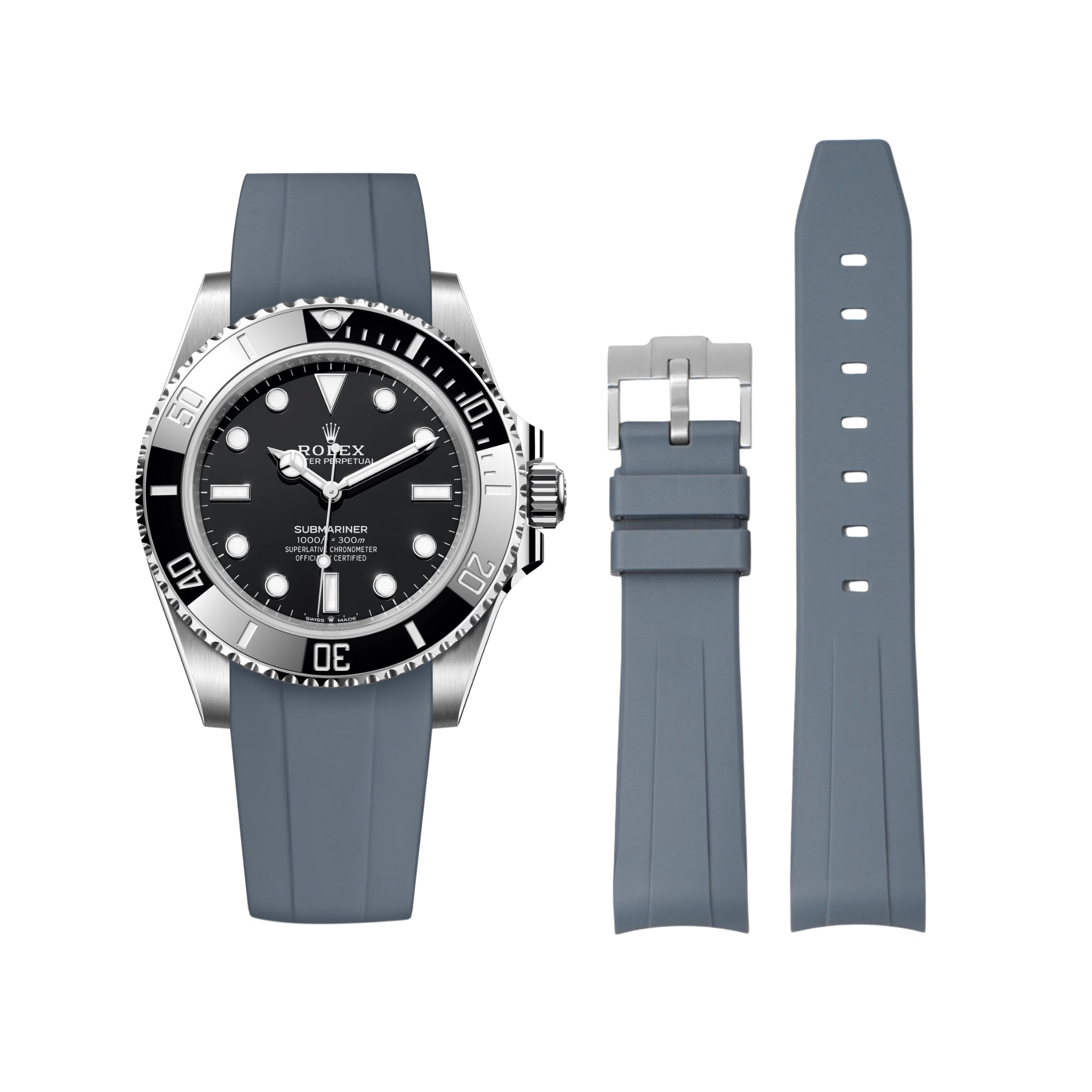 Rubber Strap - For Rolex Submariner - Grey - Helvetus