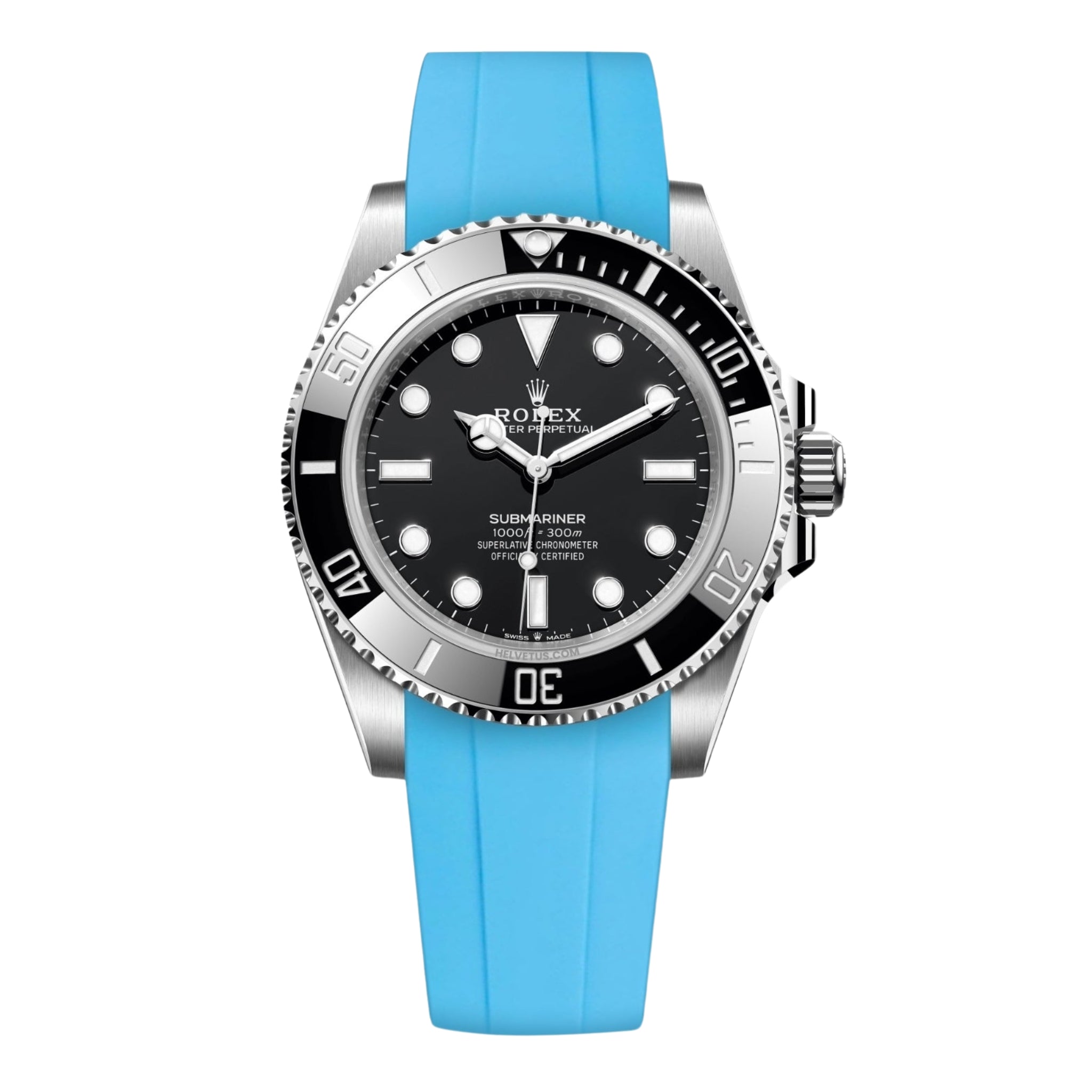 Rubber Strap - For Rolex Submariner - Light Blue - Helvetus