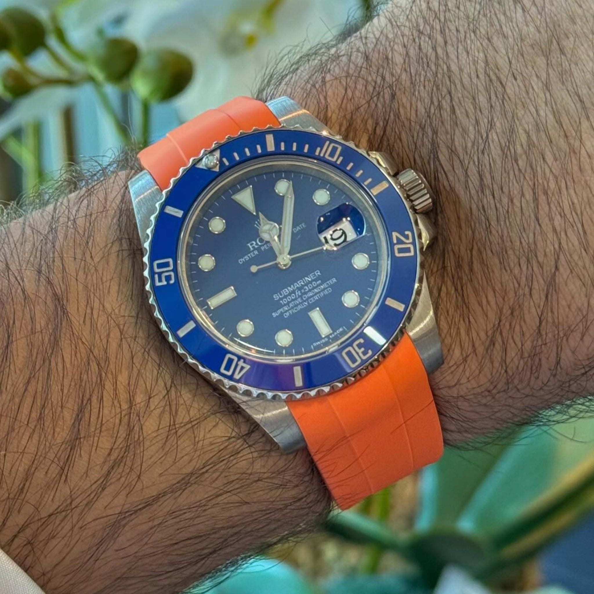 Rubber Strap - For Rolex Submariner - Orange - Helvetus