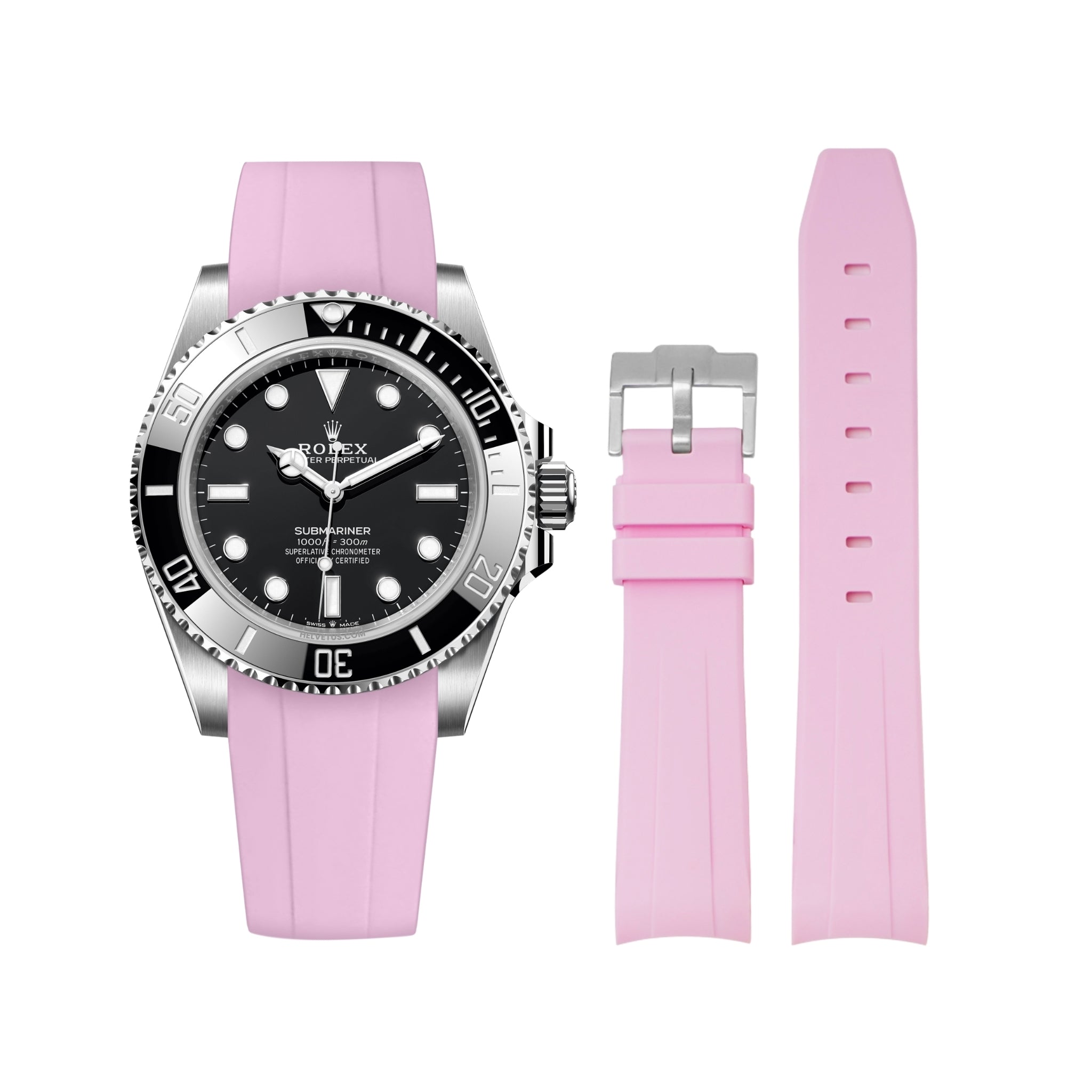 Rubber Strap - For Rolex Submariner - Pink - Helvetus