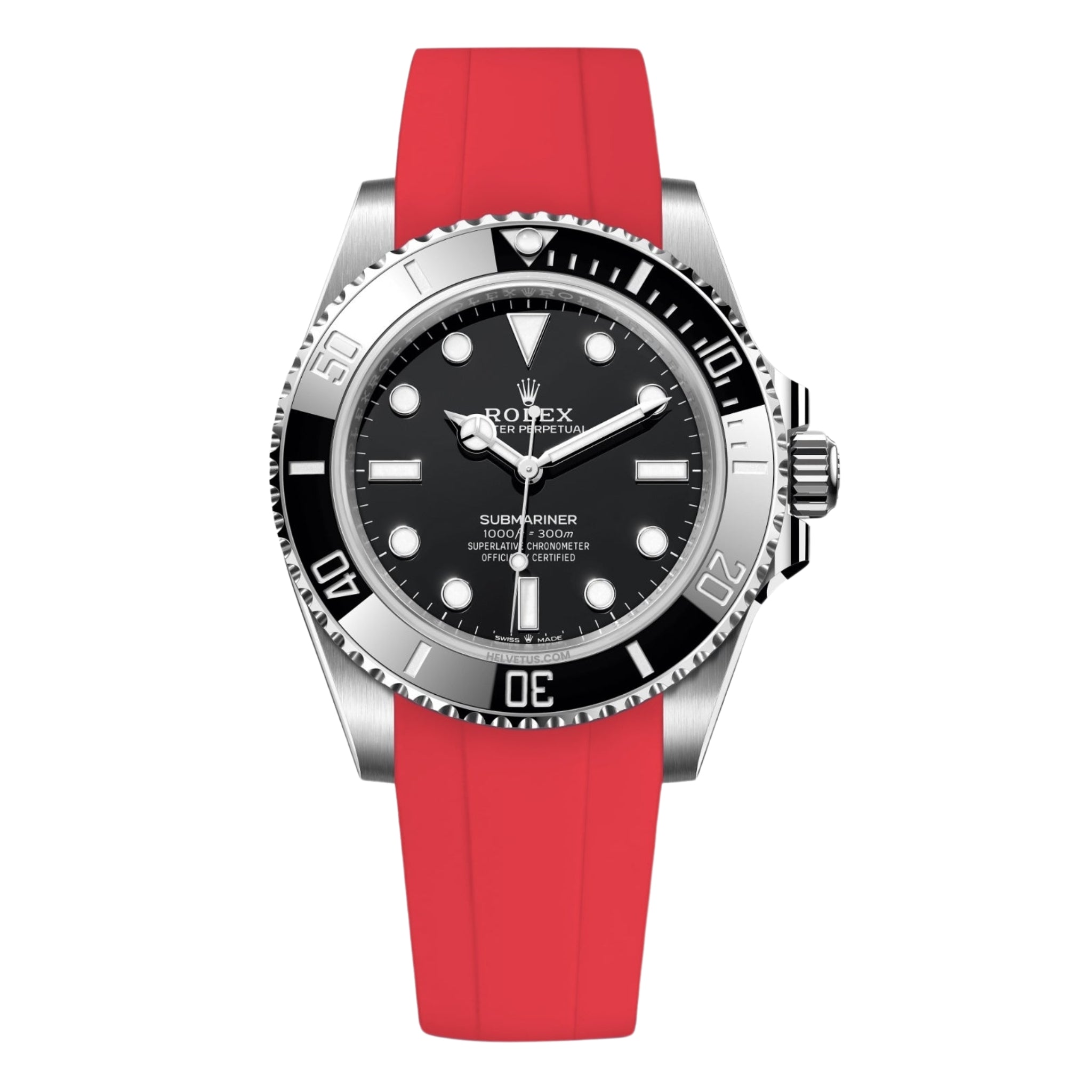 Rubber Strap - For Rolex Submariner - Red - Helvetus