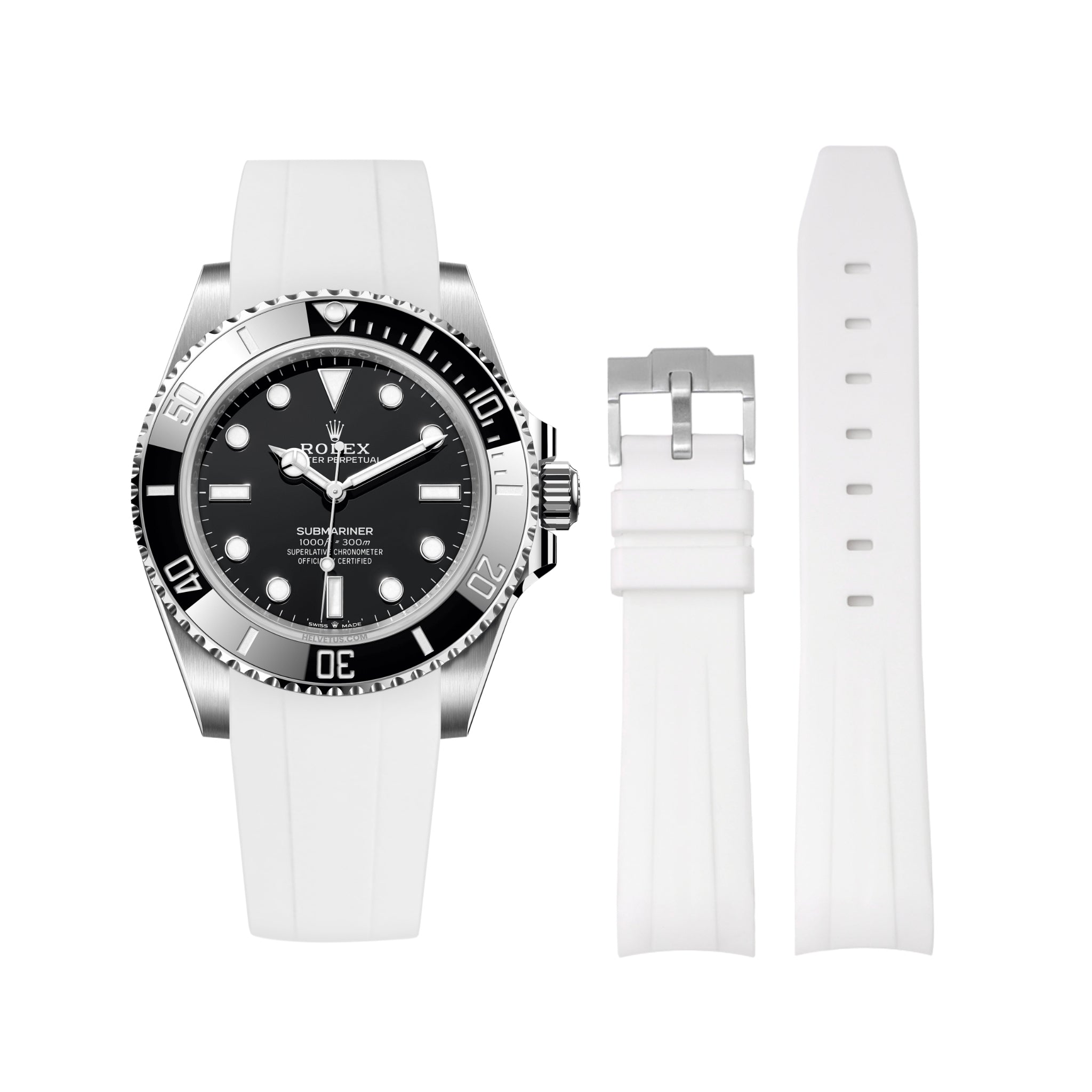 Rubber Strap - For Rolex Submariner - White - Helvetus