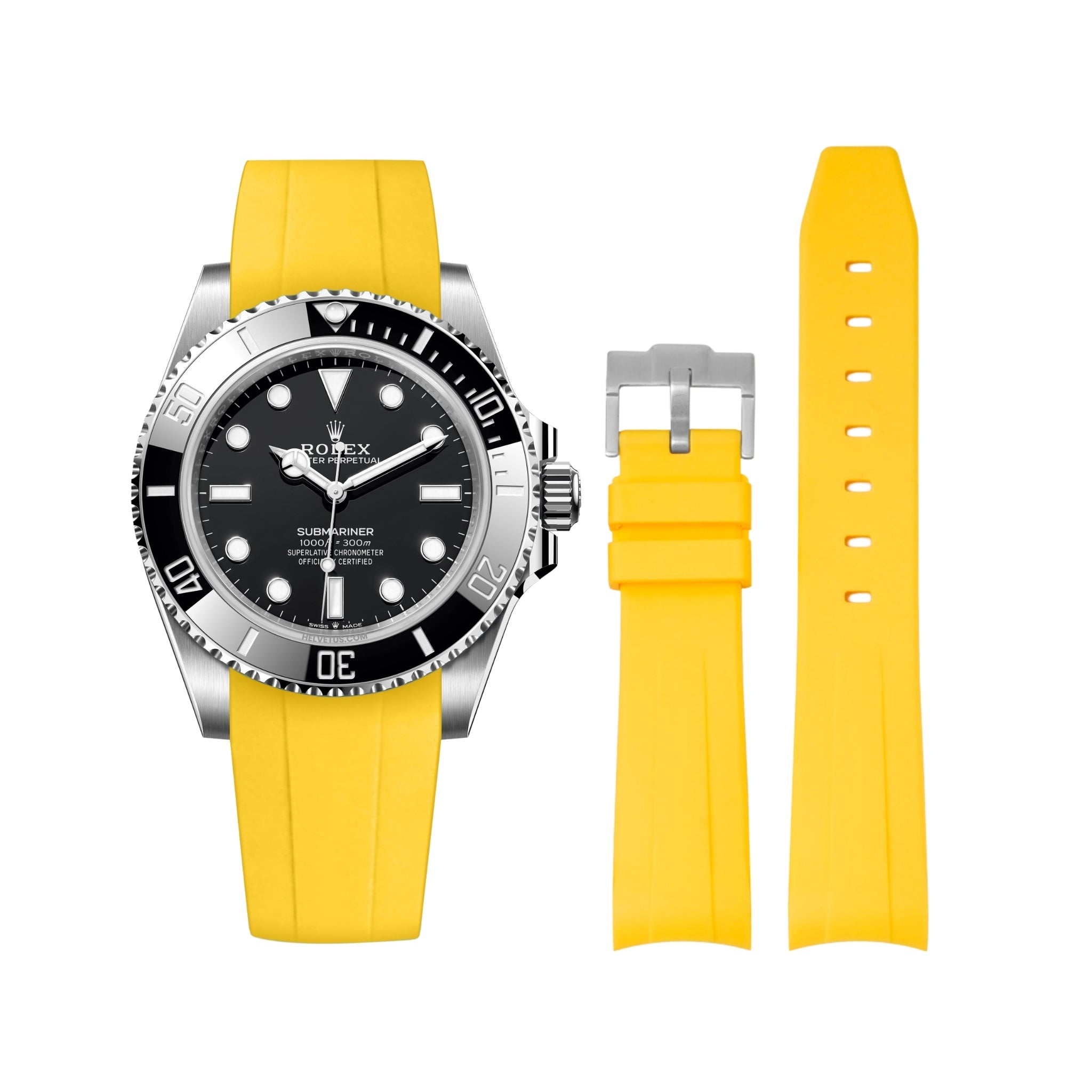 Rubber Strap - For Rolex Submariner - Yellow - Helvetus