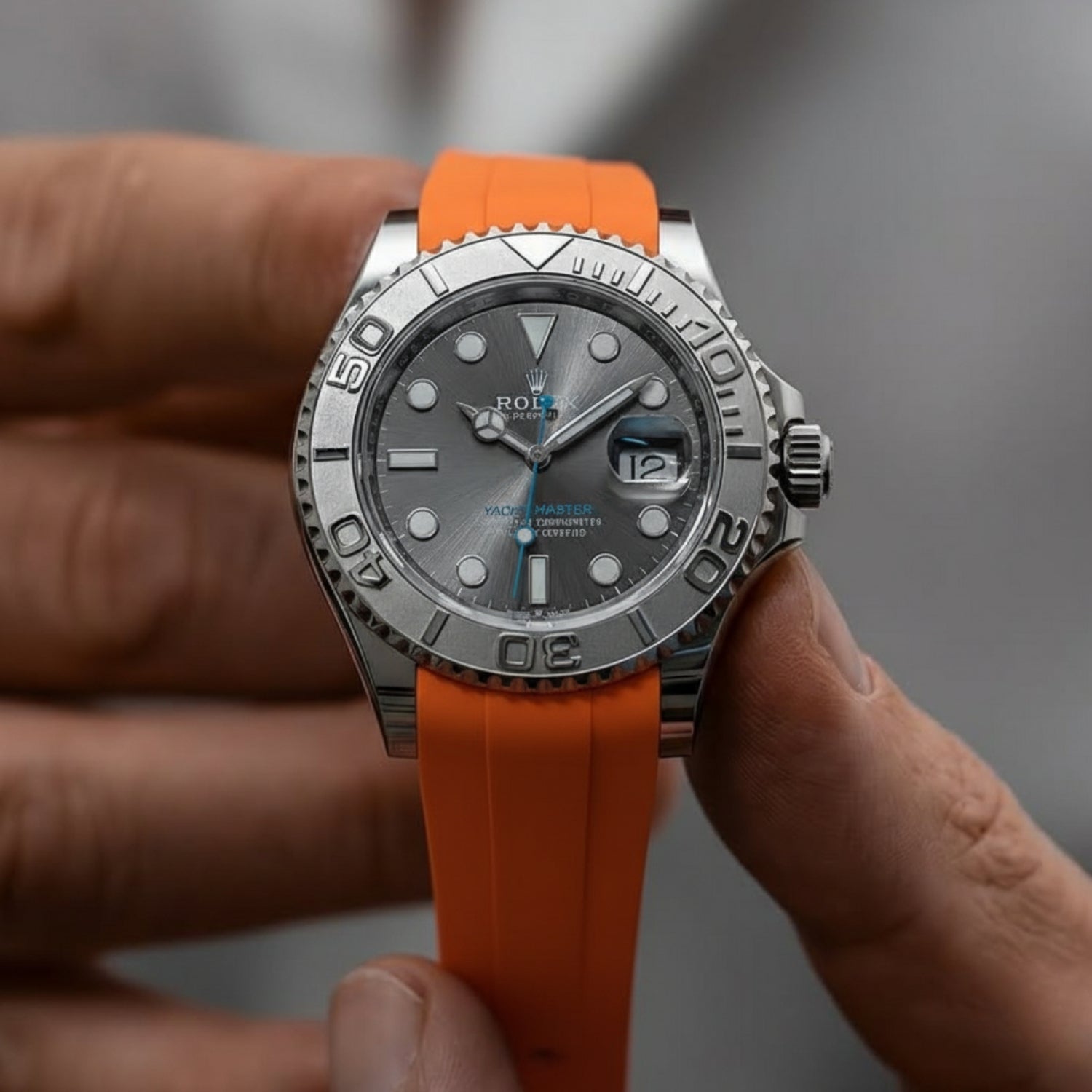 Rubber Strap - For Rolex Yacht - Master 40mm/42mm/37mm - Orange - Helvetus