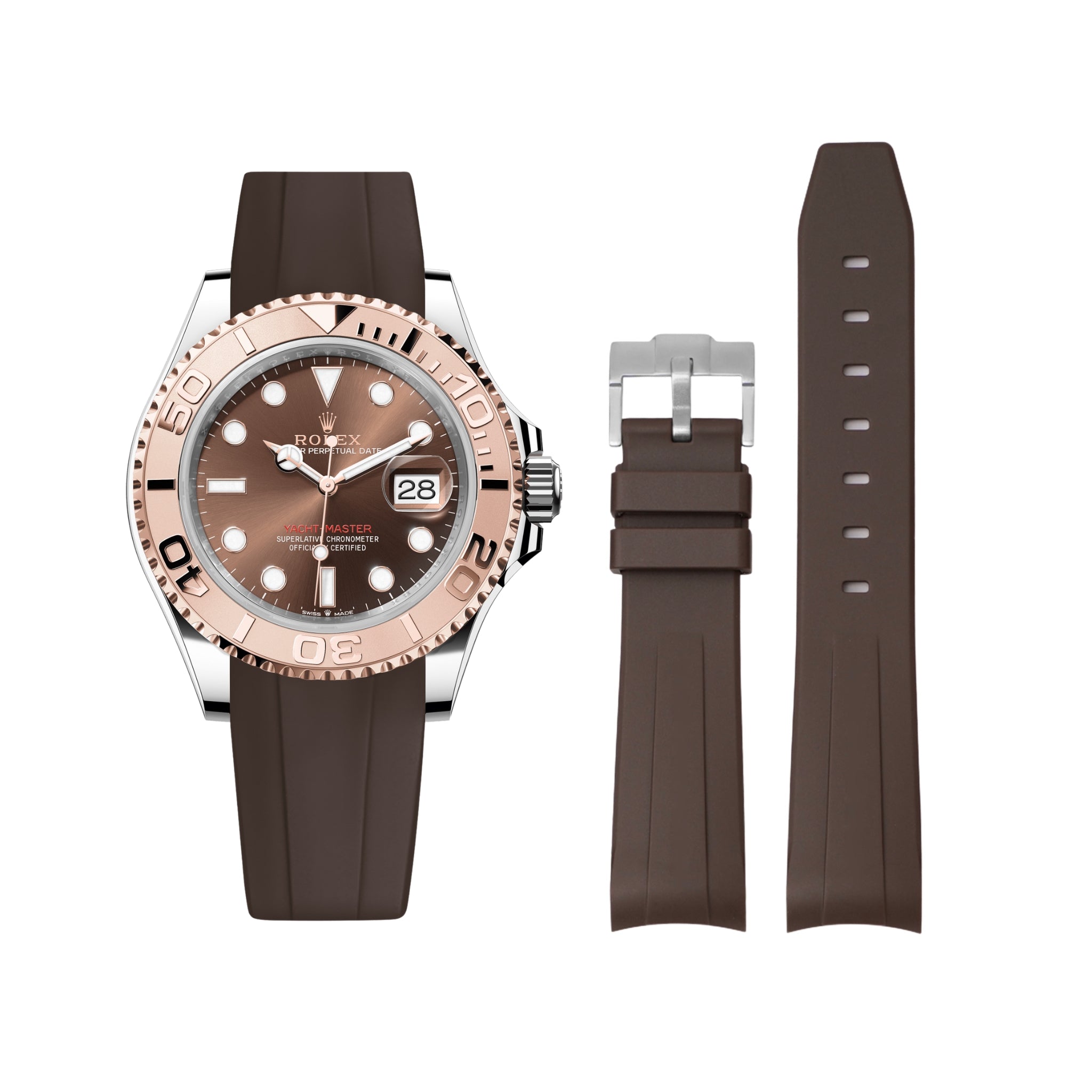 Rubber Strap - For Rolex Yacht - Master - Brown - Helvetus