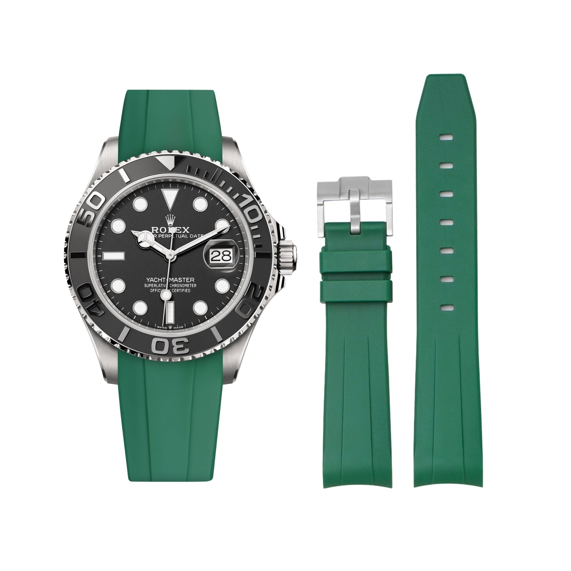 Rolex Yacht-Master Rubber Strap in Green Helvetus® Swiss Straps