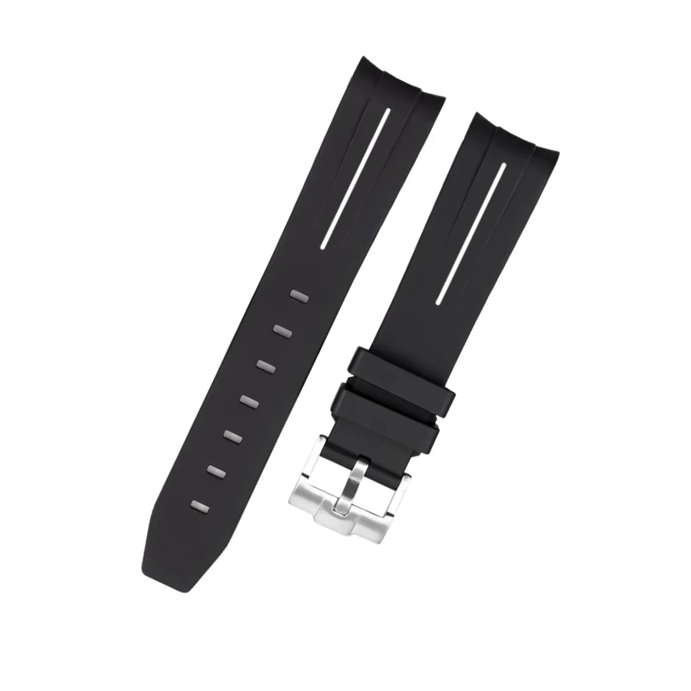 Rubber Strap - For Rolex Yacht - Master II - Black w/White Line | LuxLine® - Helvetus