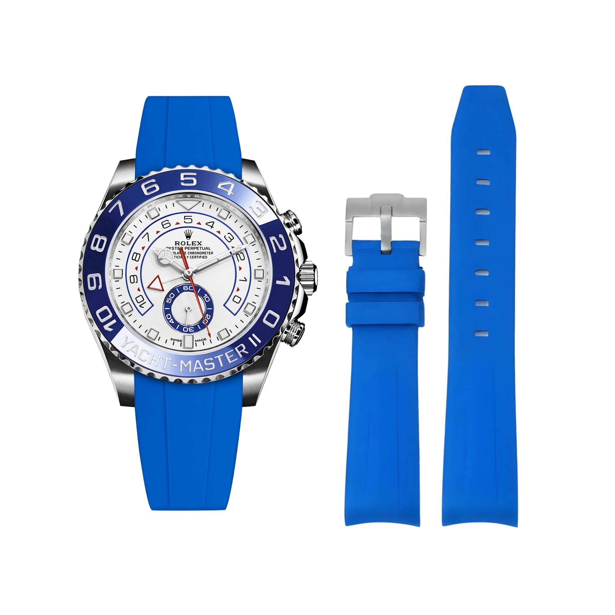 Rubber Strap - For Rolex Yacht - Master II - Blue - Helvetus