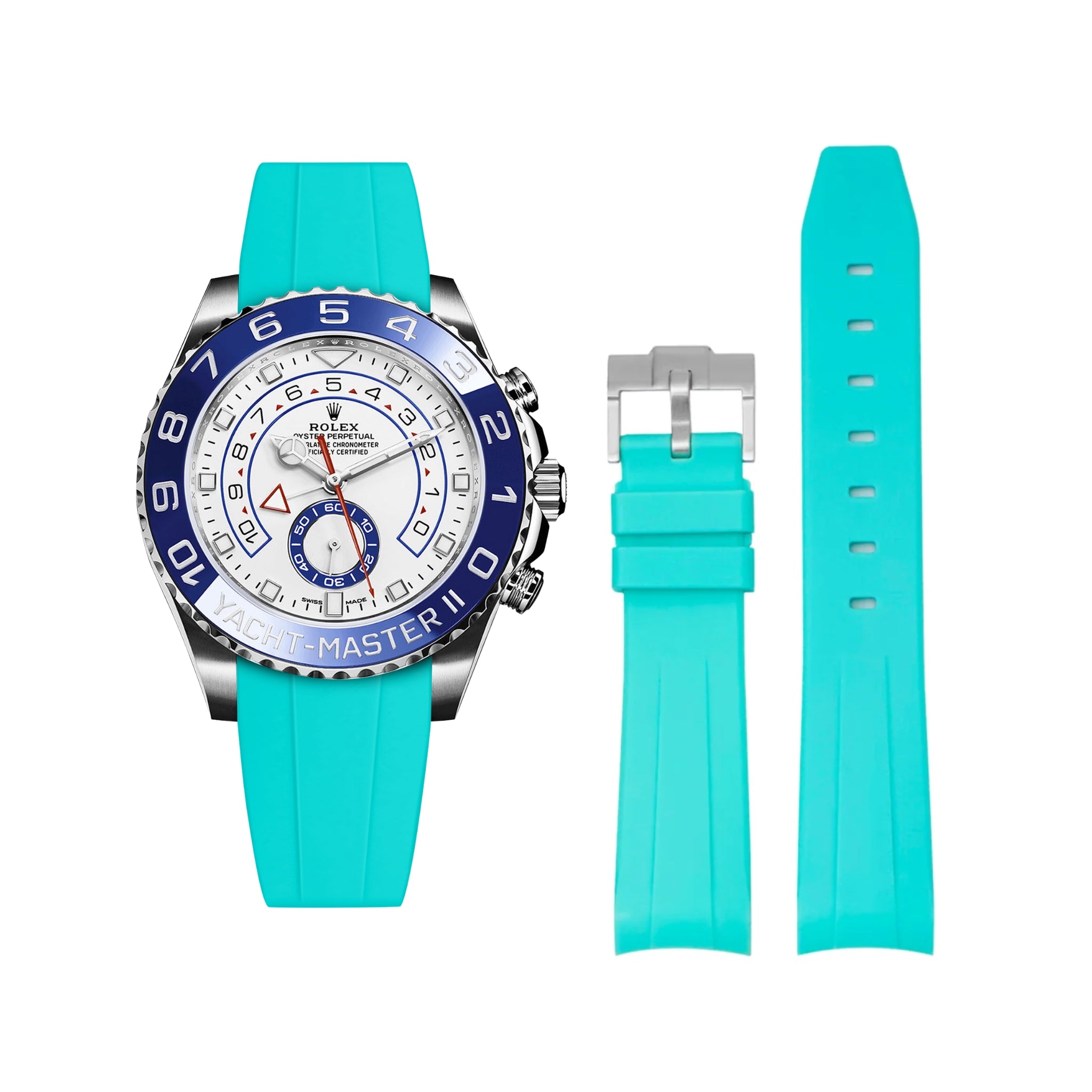 Rubber Strap - For Rolex Yacht - Master II - Turquoise - Helvetus