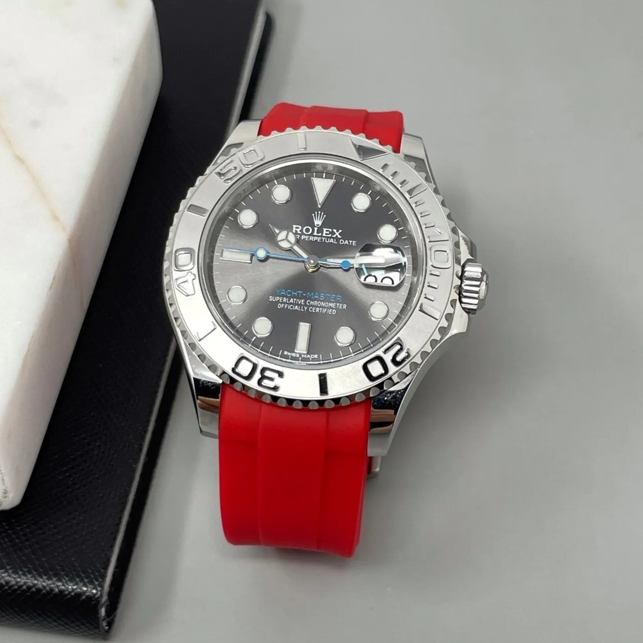 Rubber Strap - For Rolex Yacht - Master - Red - Helvetus