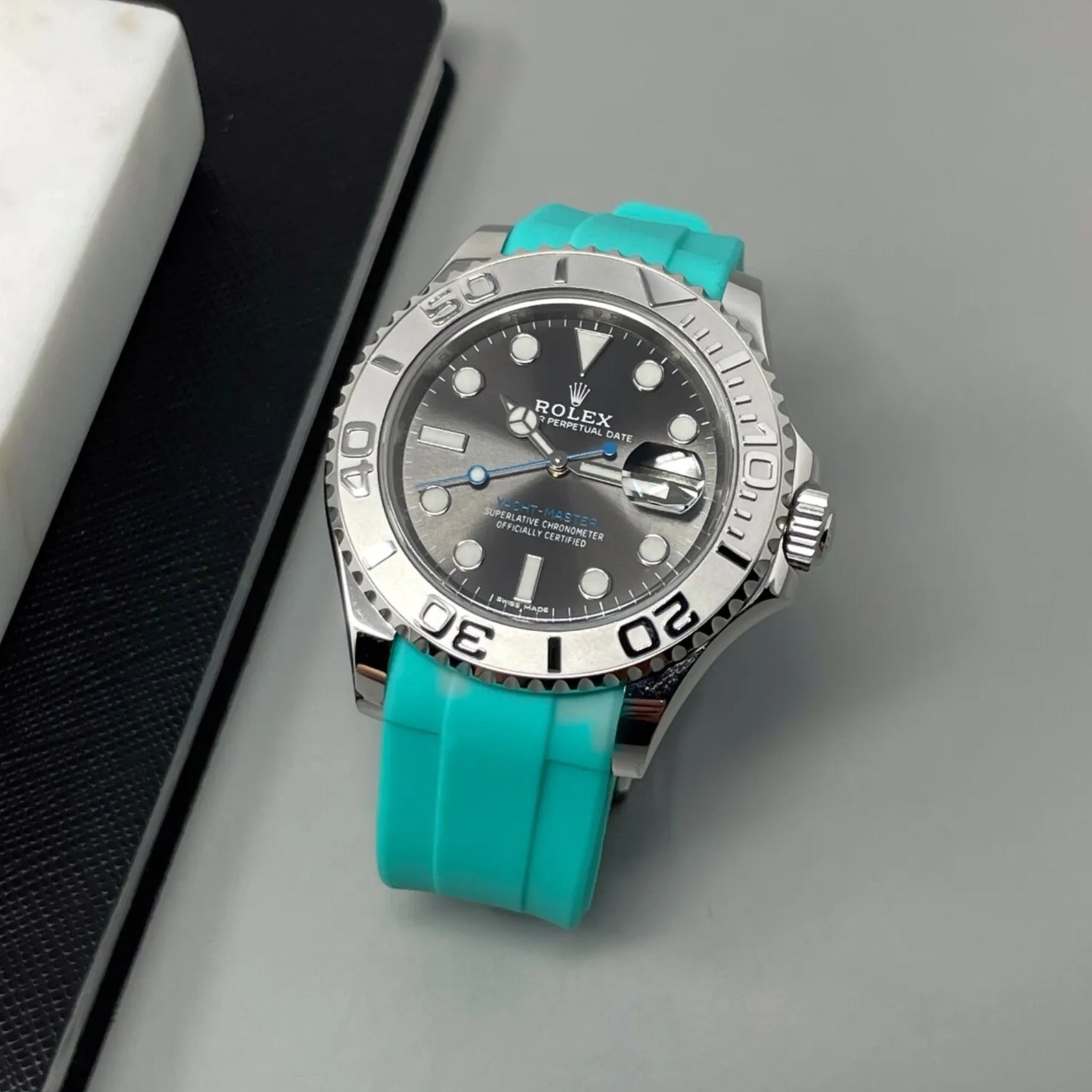 Rubber Strap - For Rolex Yacht - Master - Turquoise - Helvetus