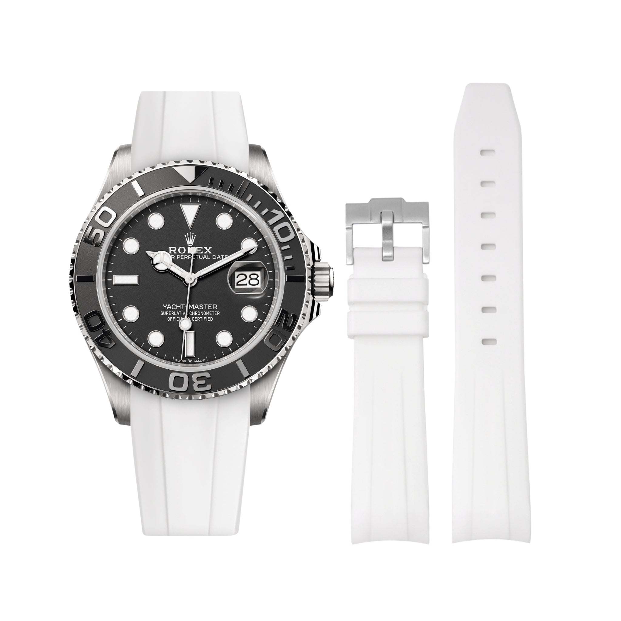 Rubber Strap - For Rolex Yacht - Master - White - Helvetus