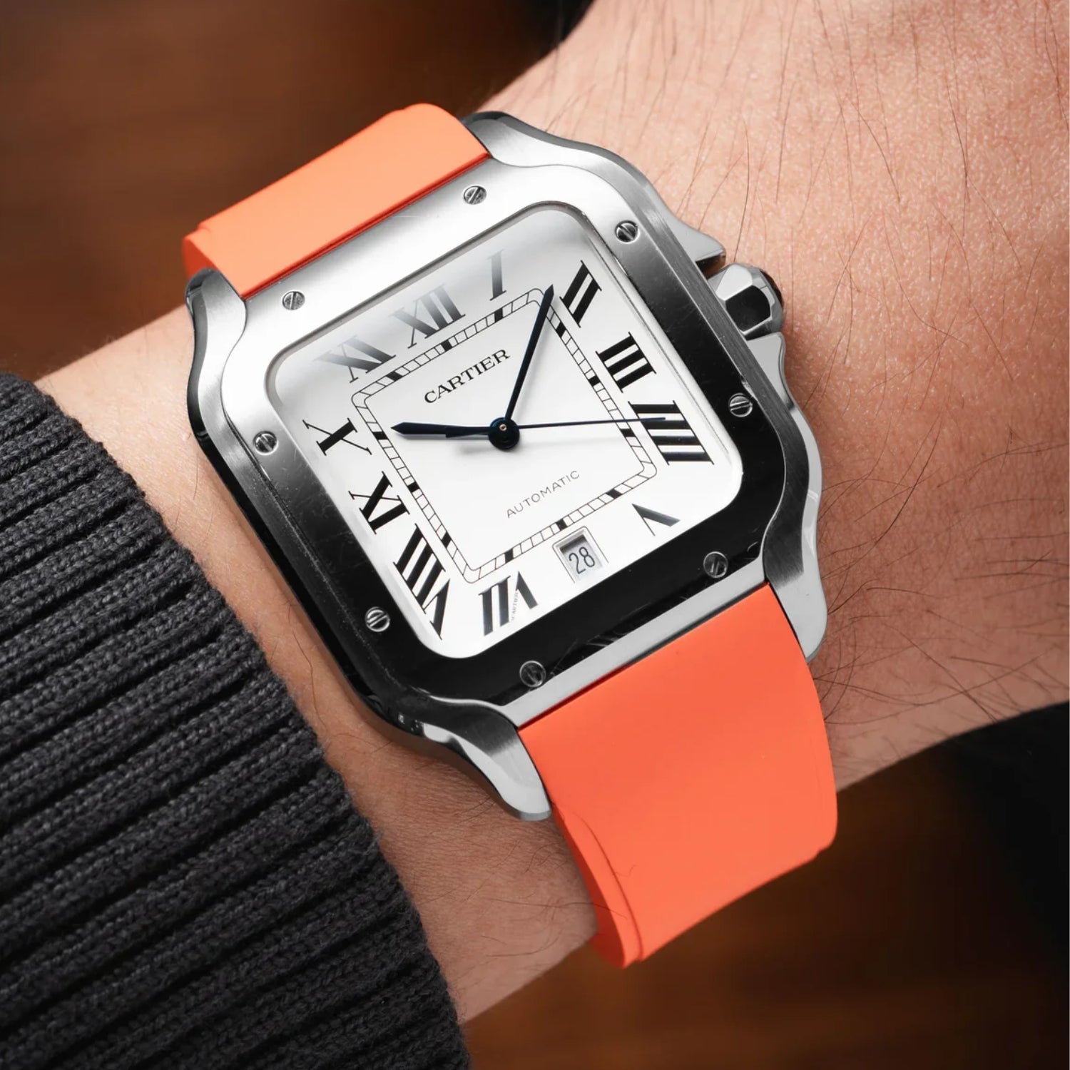 Rubber Strap - For Santos de Cartier Medium/Large - Orange - Quick Switch/Release - Helvetus