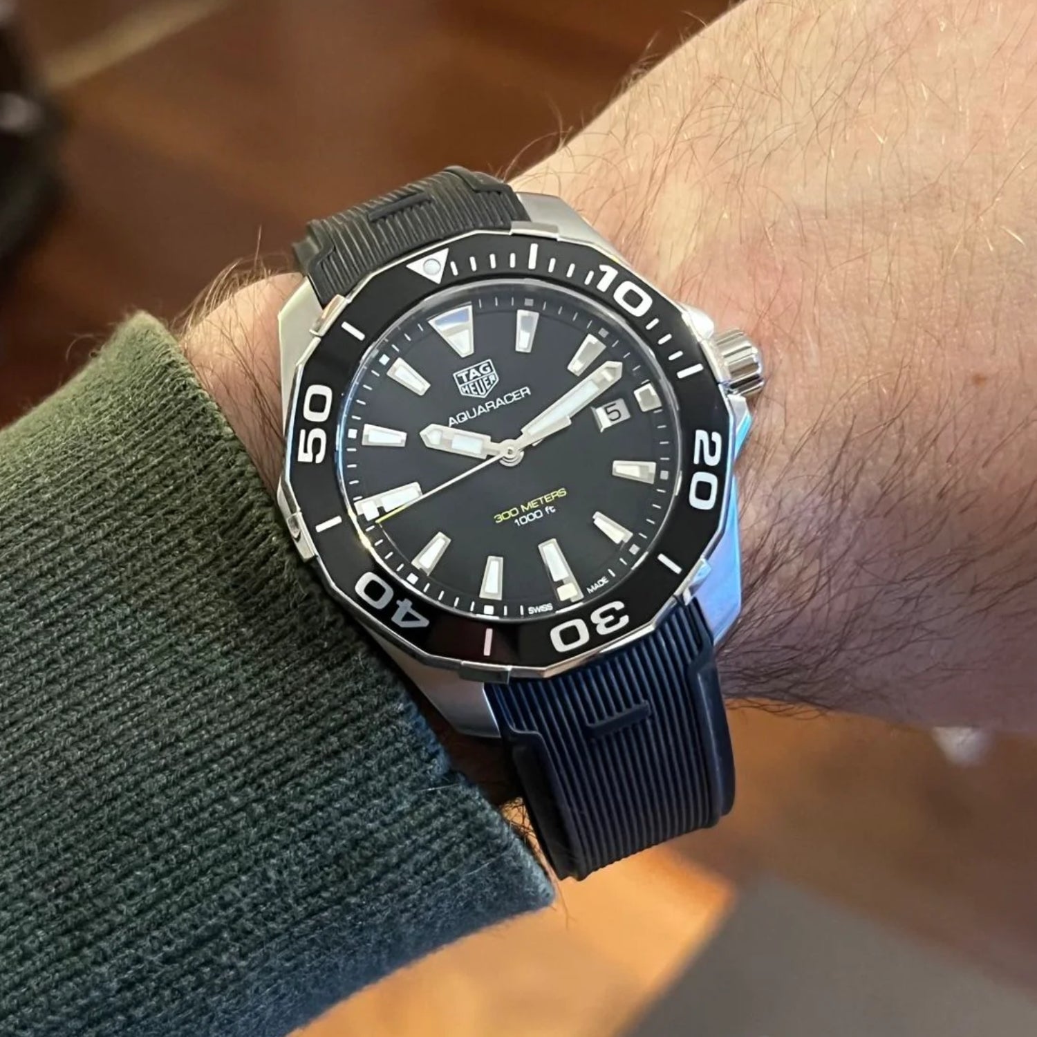 Rubber Strap for Tag Heuer Aquaracer in Black - Helvetus® Switzerland