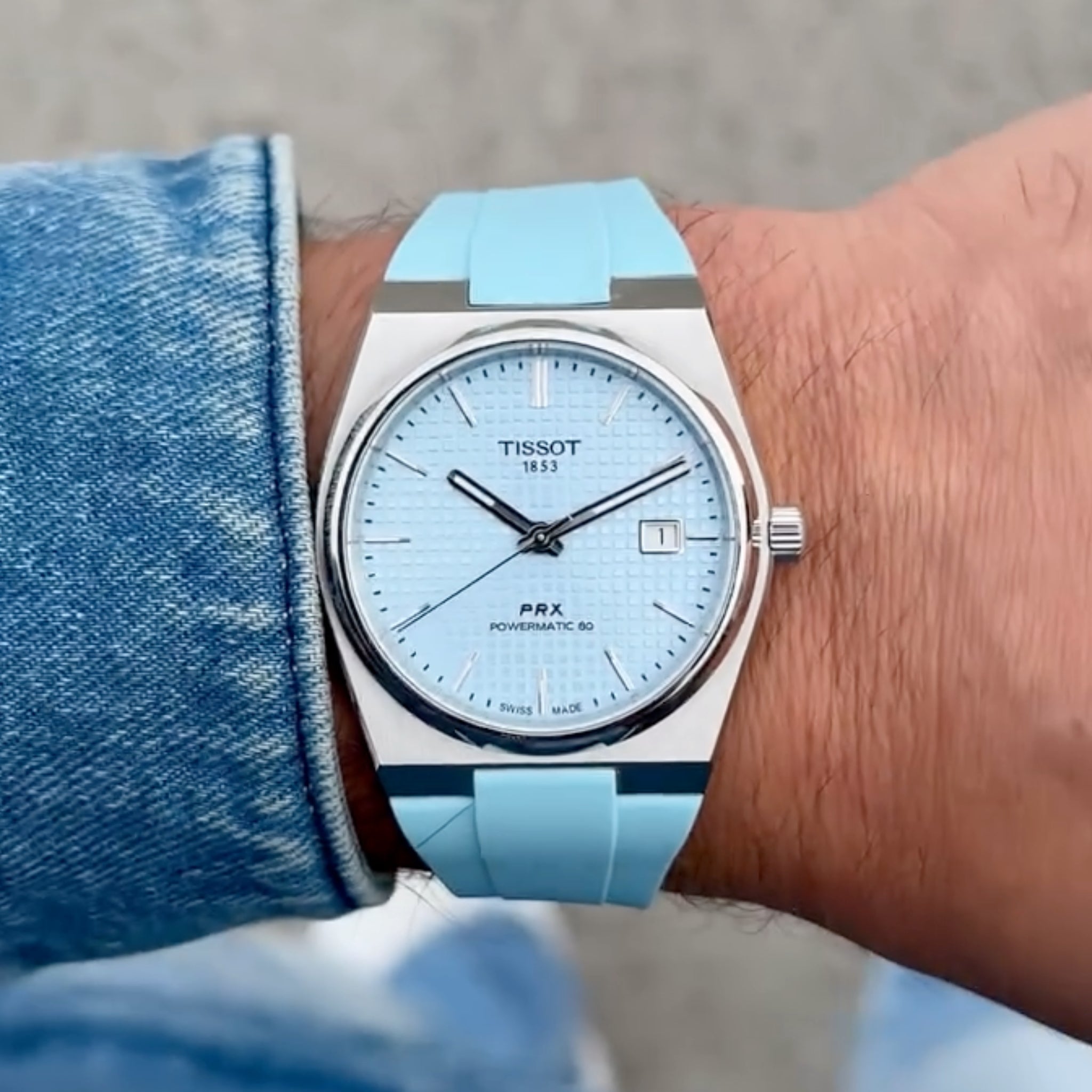Rubber Strap - For Tissot PRX - Light Blue - Helvetus