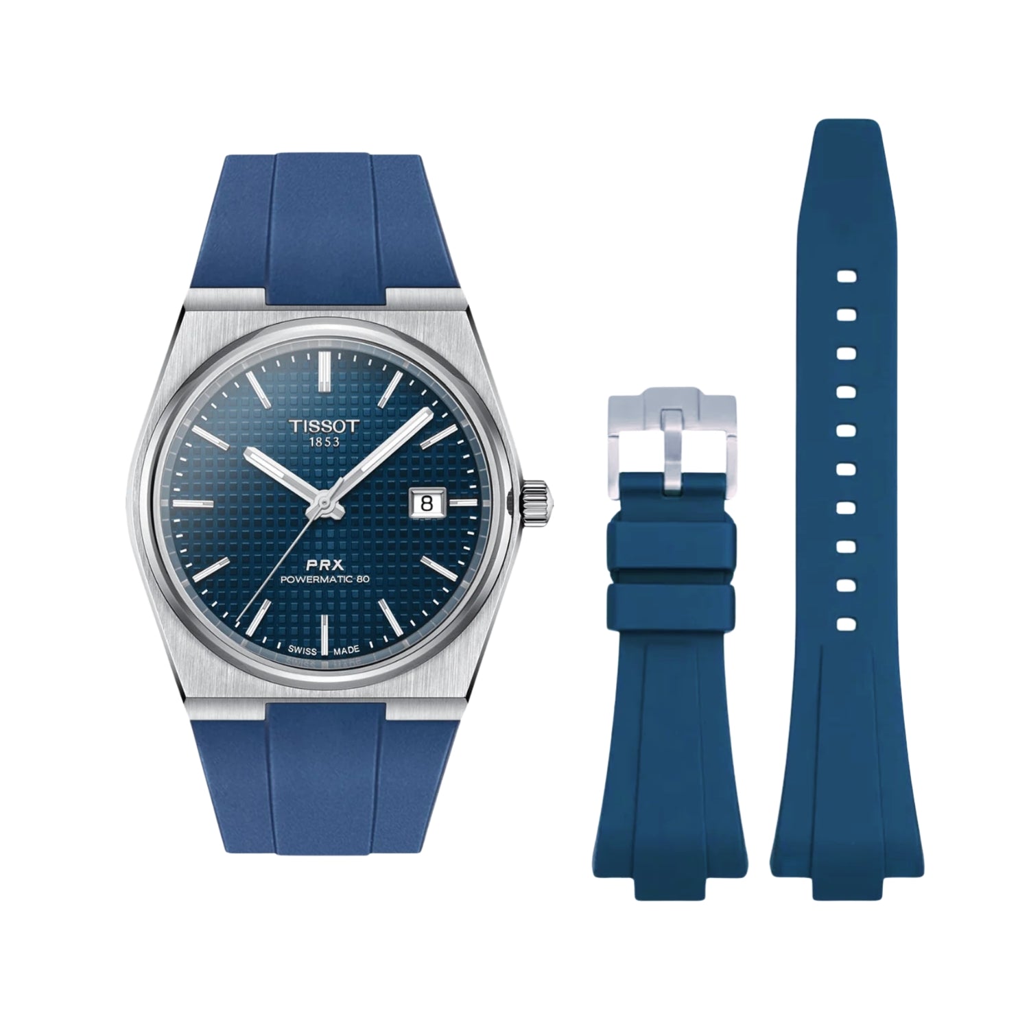 Rubber Strap For Tissot PRX Navy Blue - Main Image