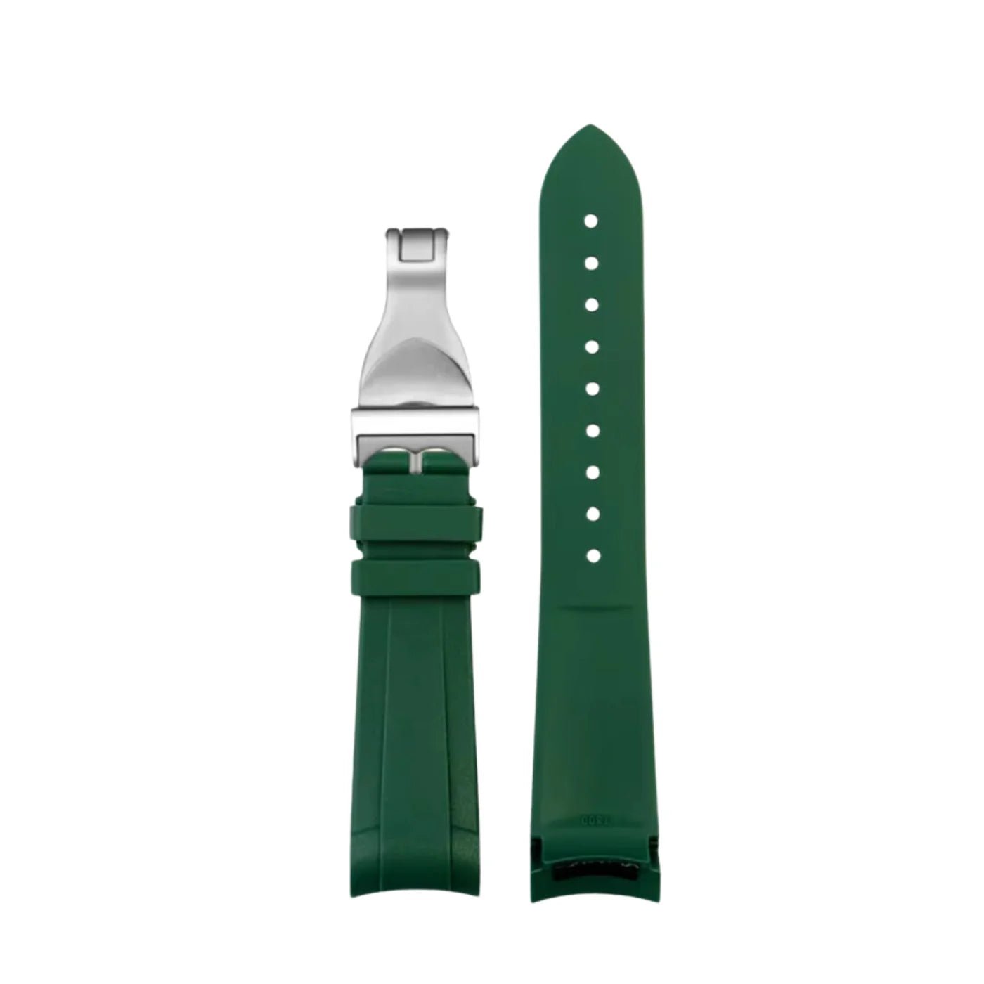 Rubber Strap For Tudor Pelagos 42 Green Silver Butterfly Buckle