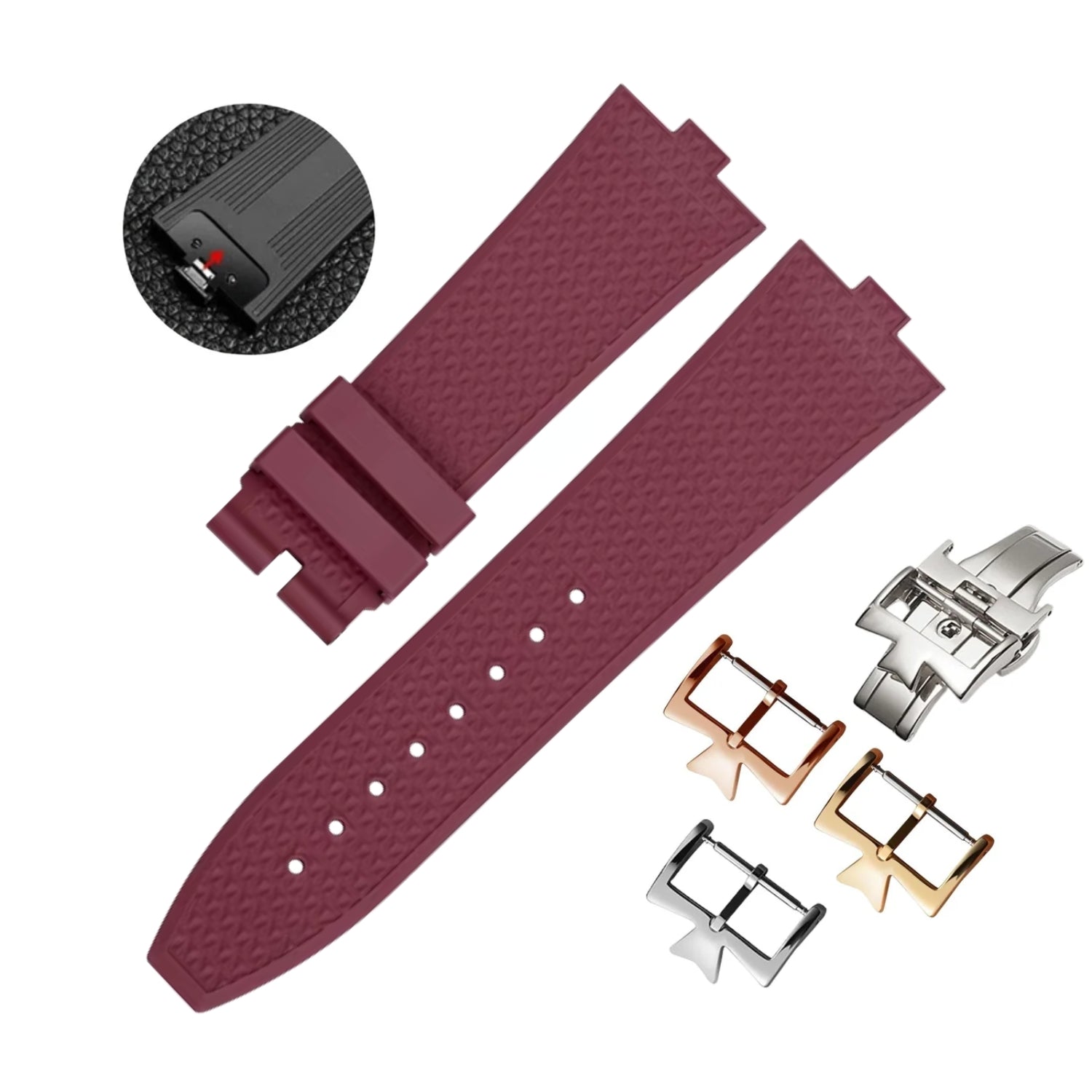 Strap for Vacheron C. Overseas in Bordeaux Red - Helvetus® Switzerland