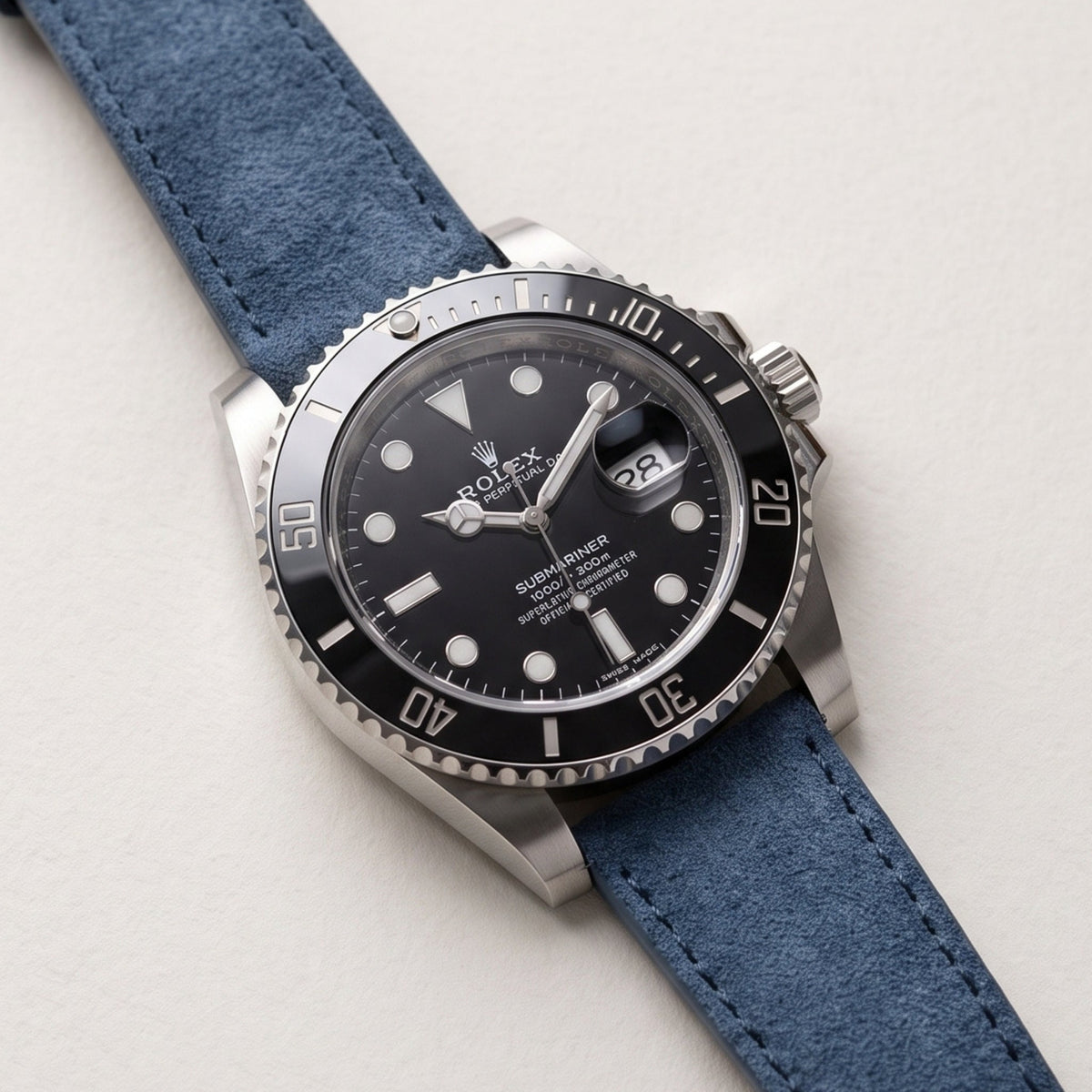 Suede Leather Watch Strap – Blue – Handmade – Helvetus® - Helvetus