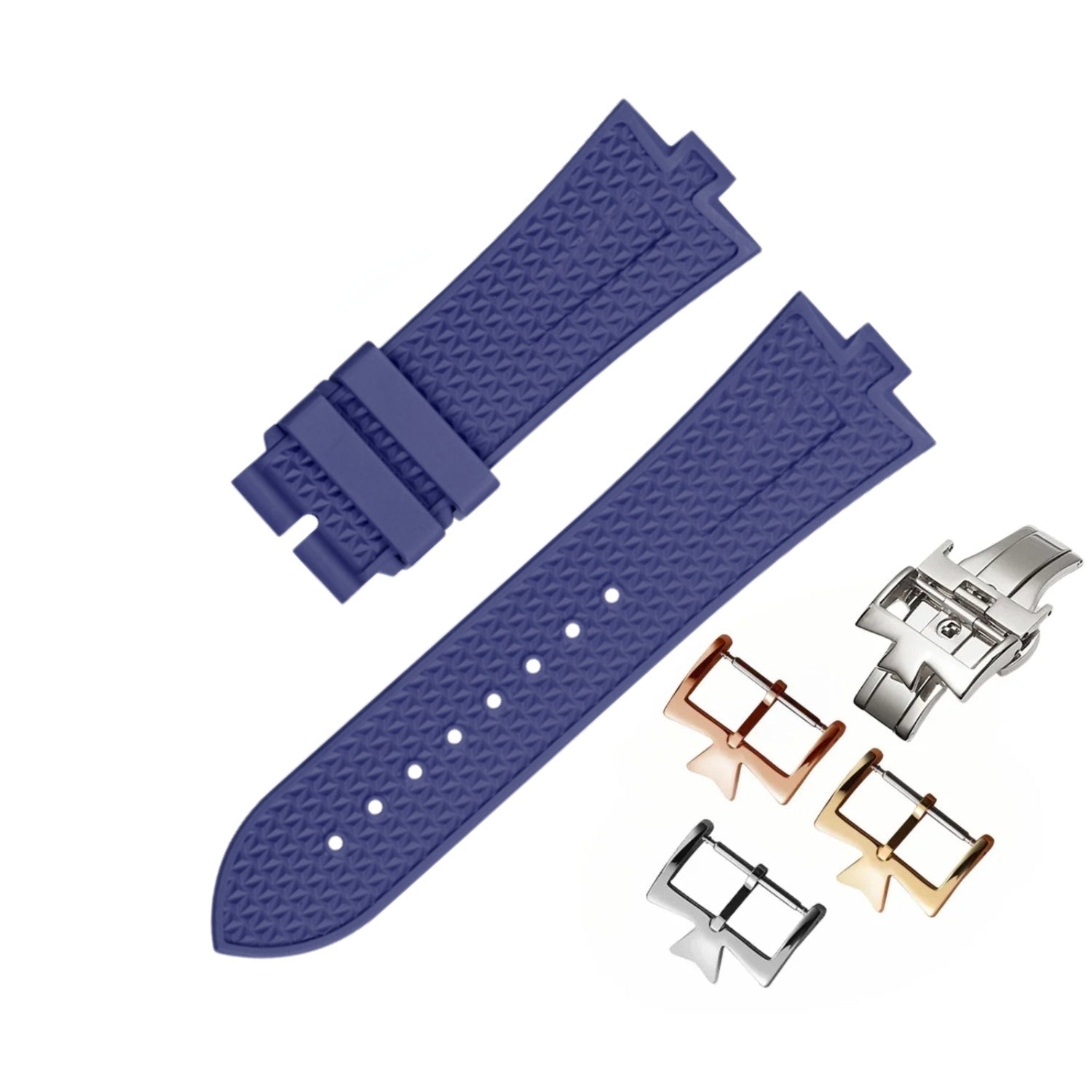Textured Navy Blue Rubber Strap for Vacheron Constantin Overseas